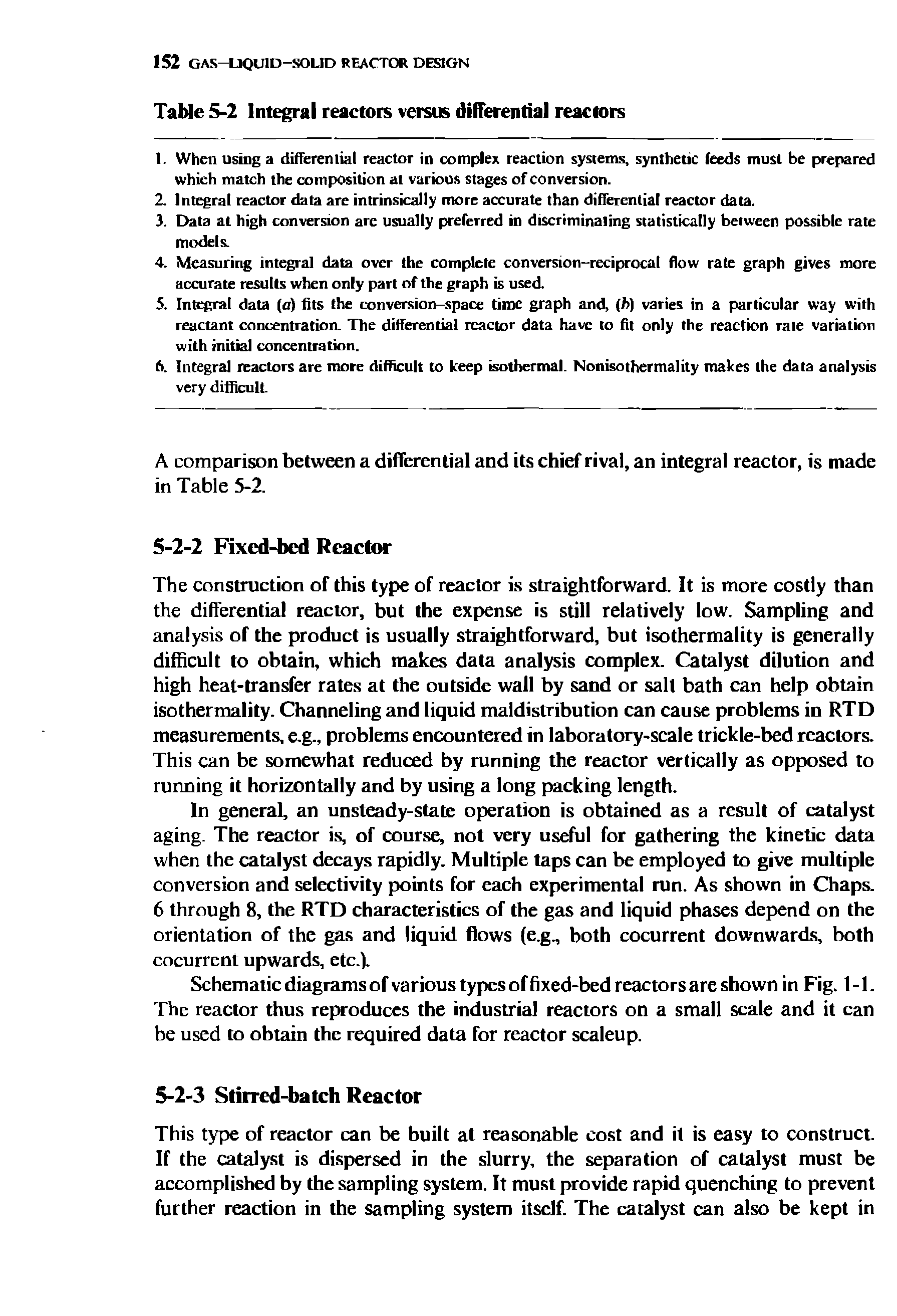 Schematic diagrams of various types of fixed-bed reactors are shown in Fig. 1 -1. The reactor thus reproduces the industrial reactors on a small scale and it can be used to obtain the required data for reactor scaleup.
