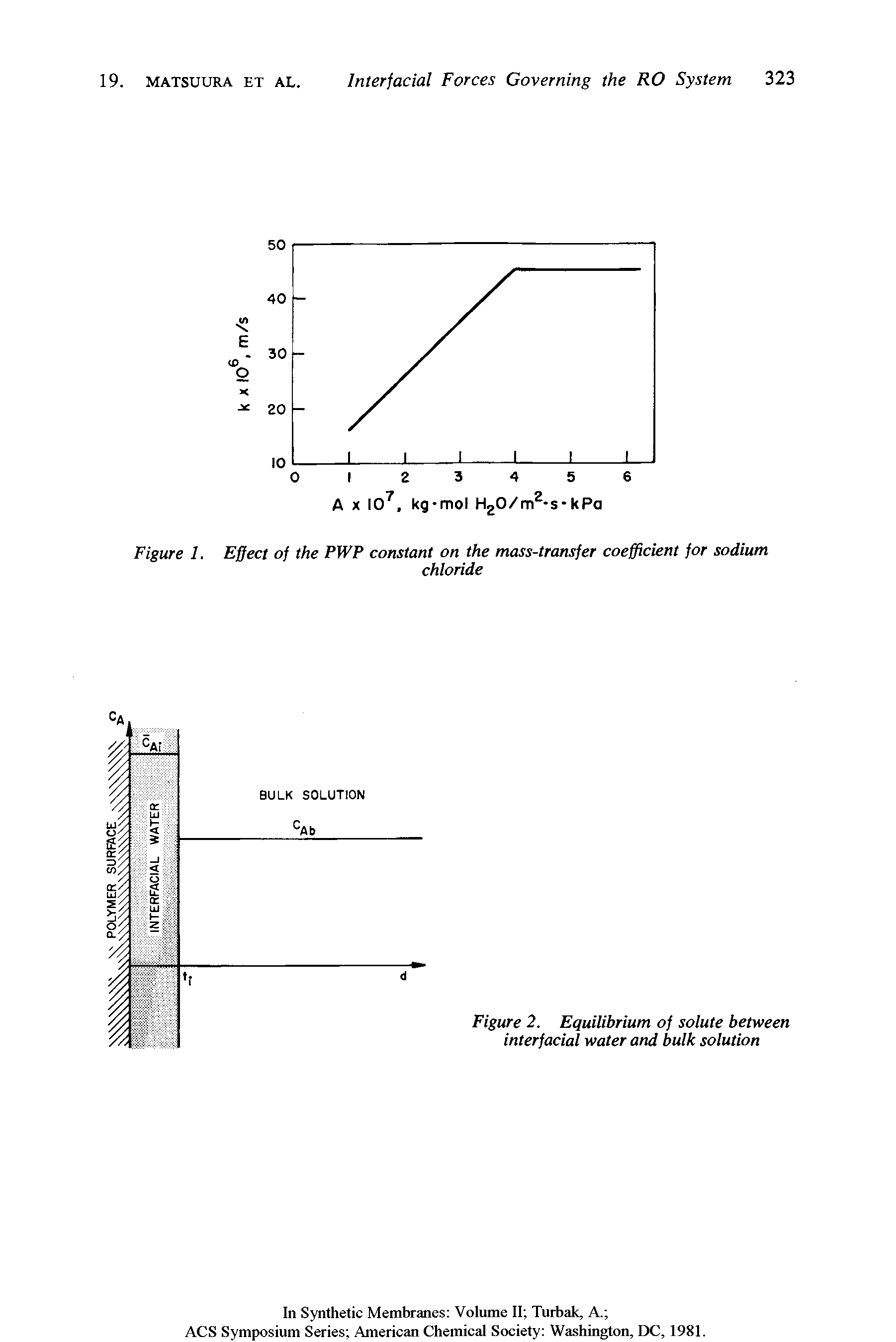Figure 2. Equilibrium of solute between interfacial water and bulk solution...