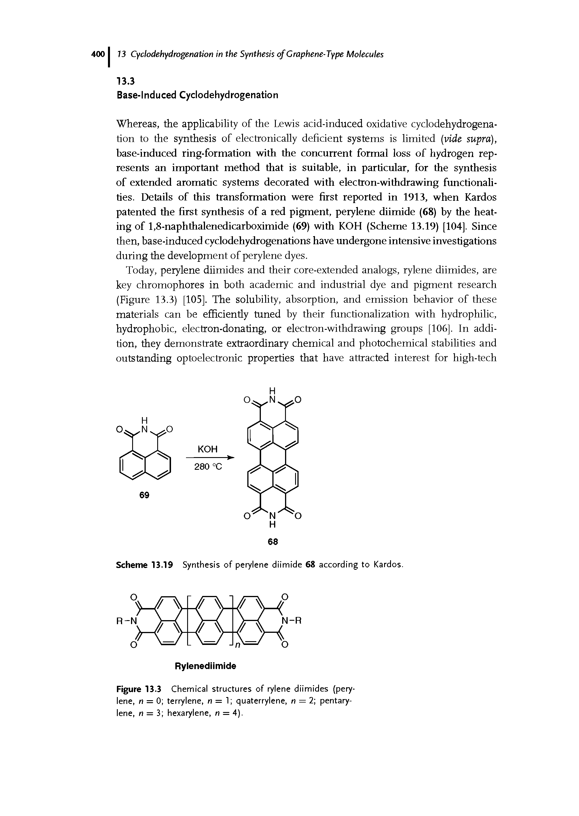 Scheme 13.19 Synthesis of perylene diimide 68 according to Kardos.