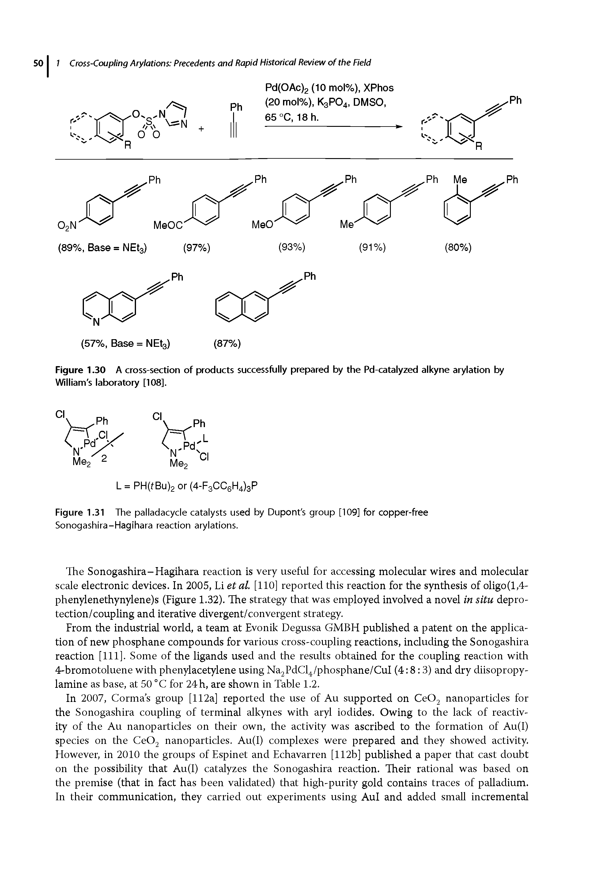 Figure 1.31 The palladacycle catalysts used by Dupont s group [109] for copper-free Sonogashira-Hagihara reaction arylations.
