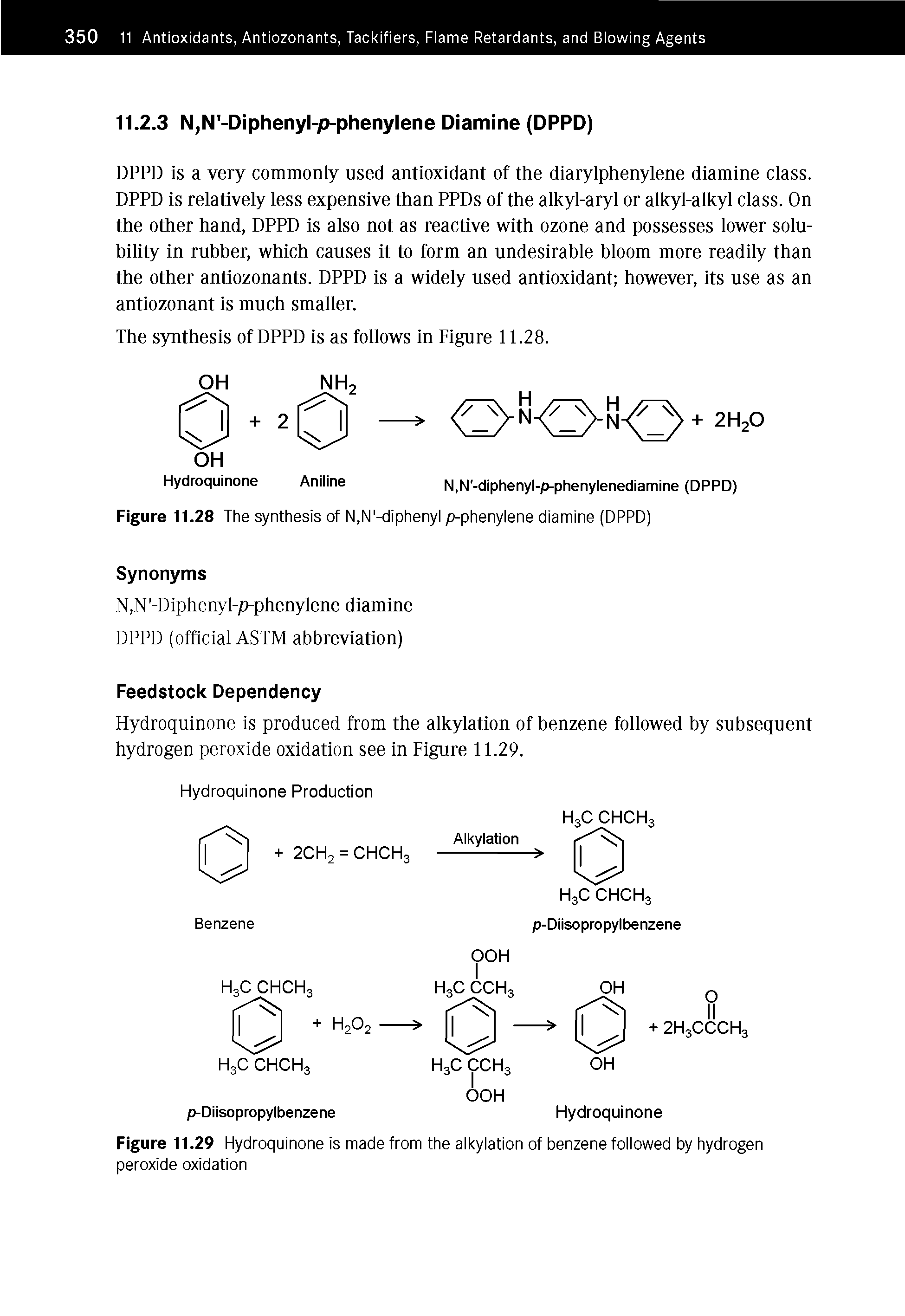 Figure 11.28 The synthesis of N,N -diphenyl p-phenylene diamine (DPPD)...