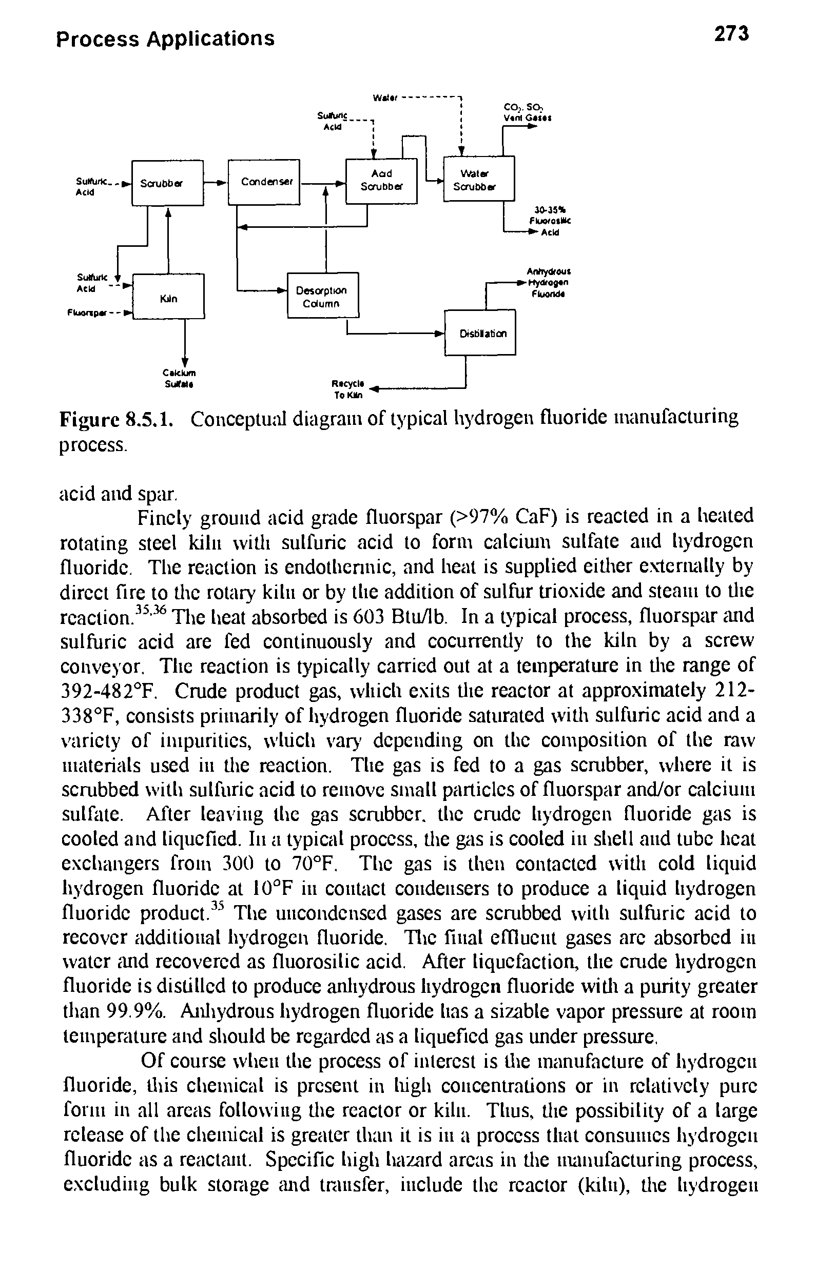 Figure 8.5.1. ConceptUiJ diagram of typical hydrogen fluoride manufacturing process.