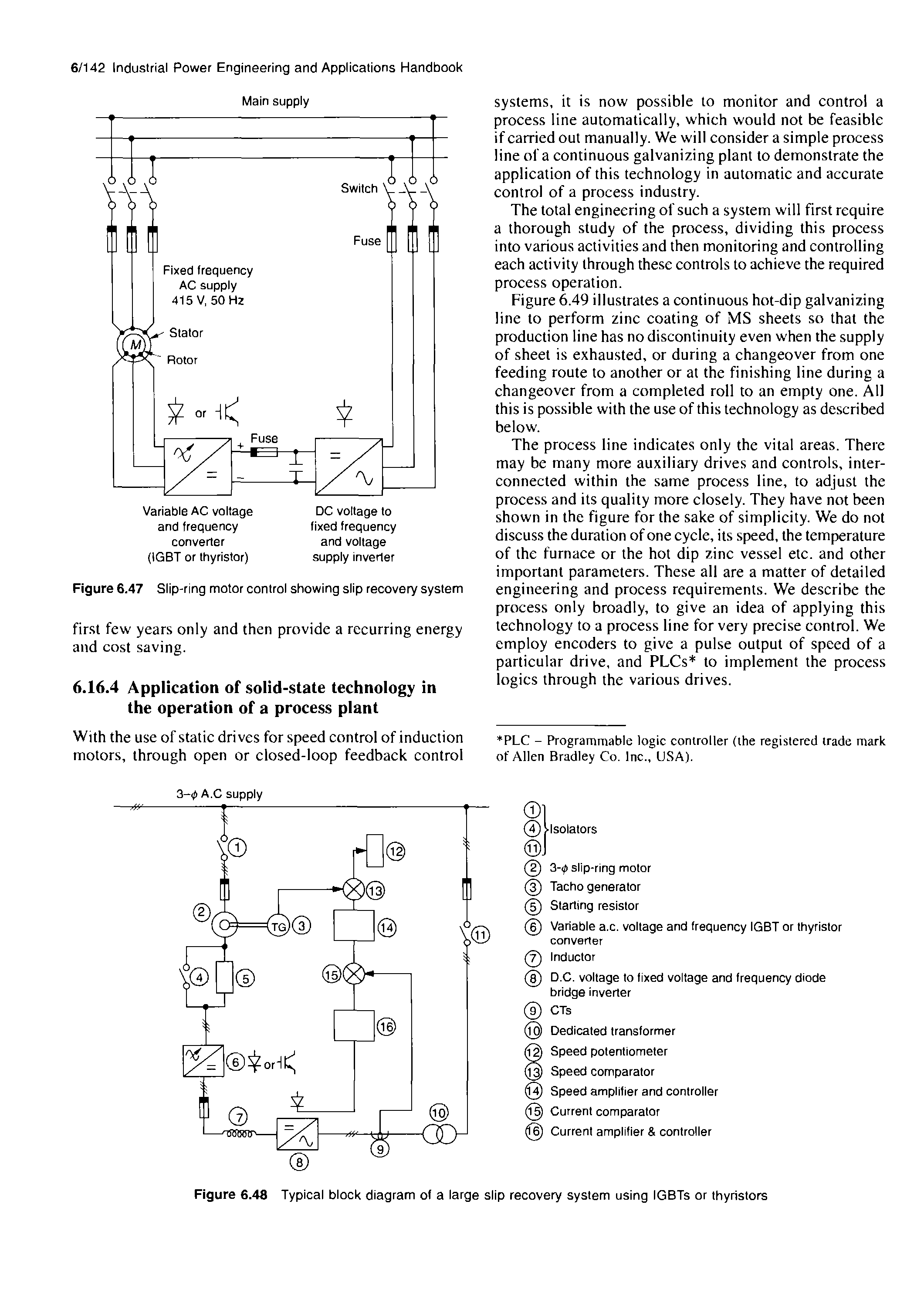 Figure 6.47 Slip-ring motor control showing slip recovery system...