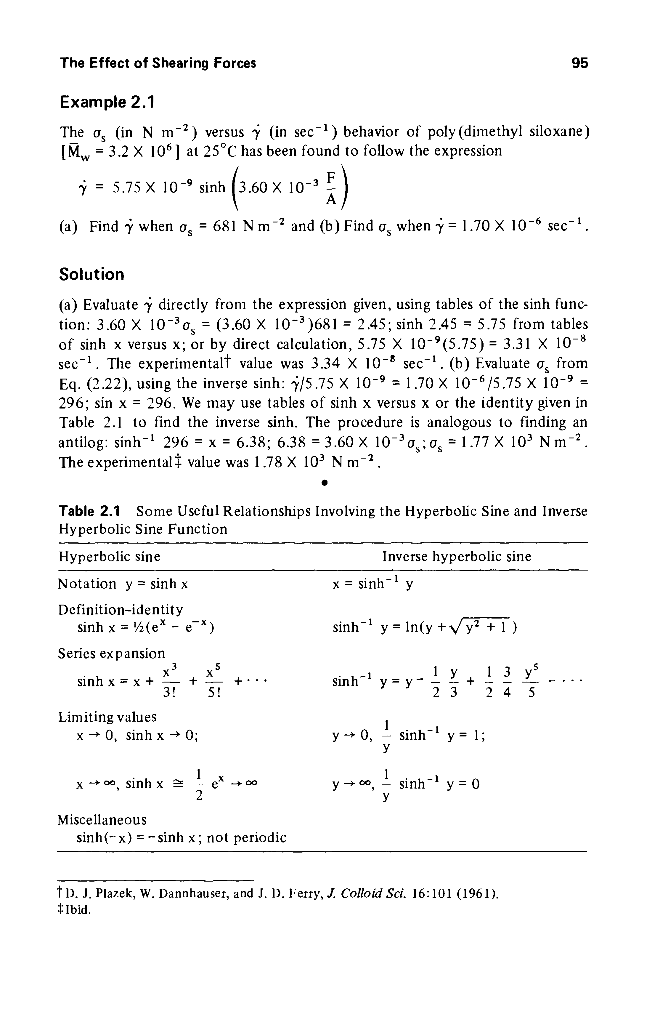 Table 2.1 Some Useful Relationships Involving the Hyperbolic Sine and Inverse Hyperbolic Sine Function...