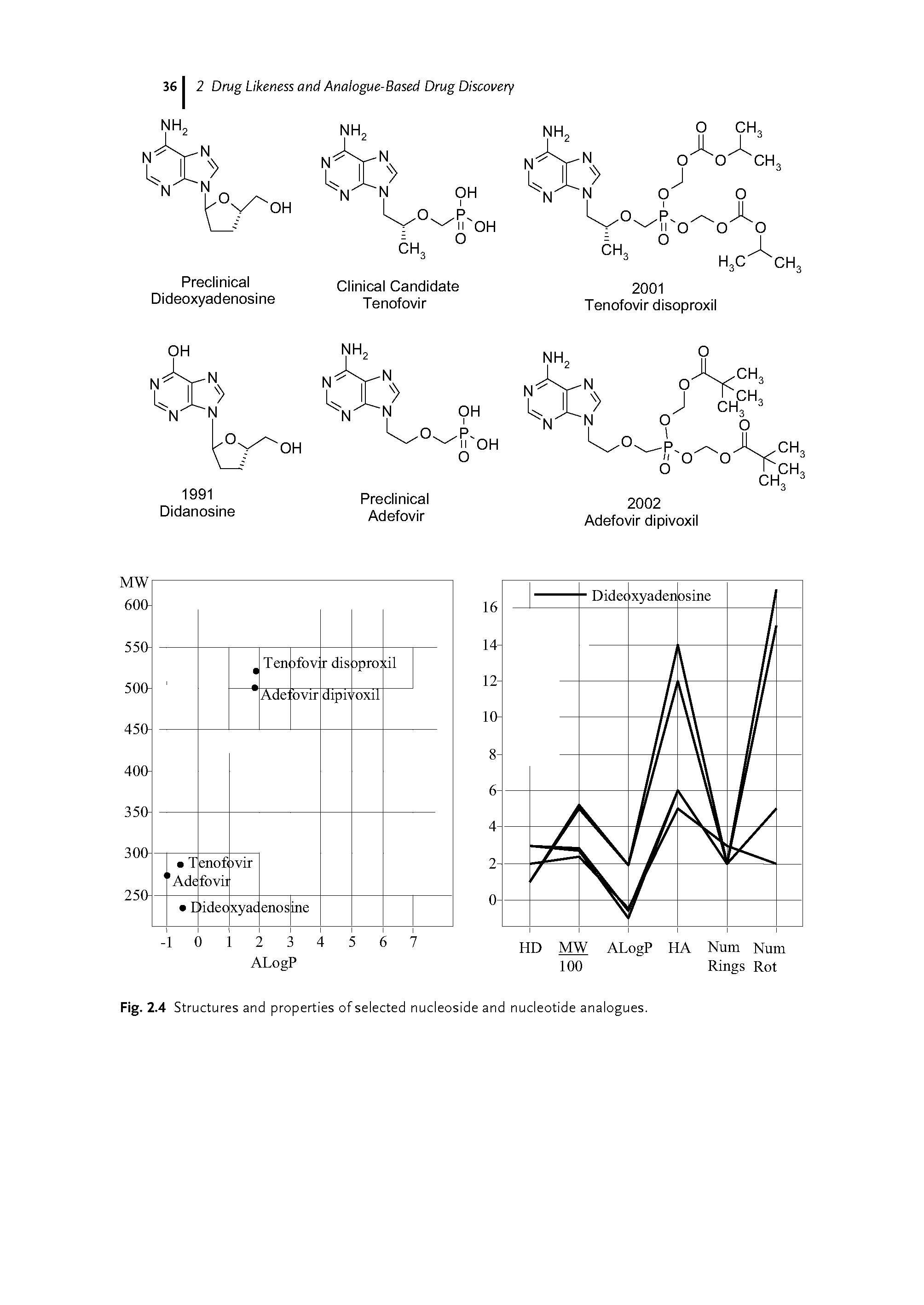 Fig. 2.4 Structures and properties of selected nucleoside and nucleotide analogues.