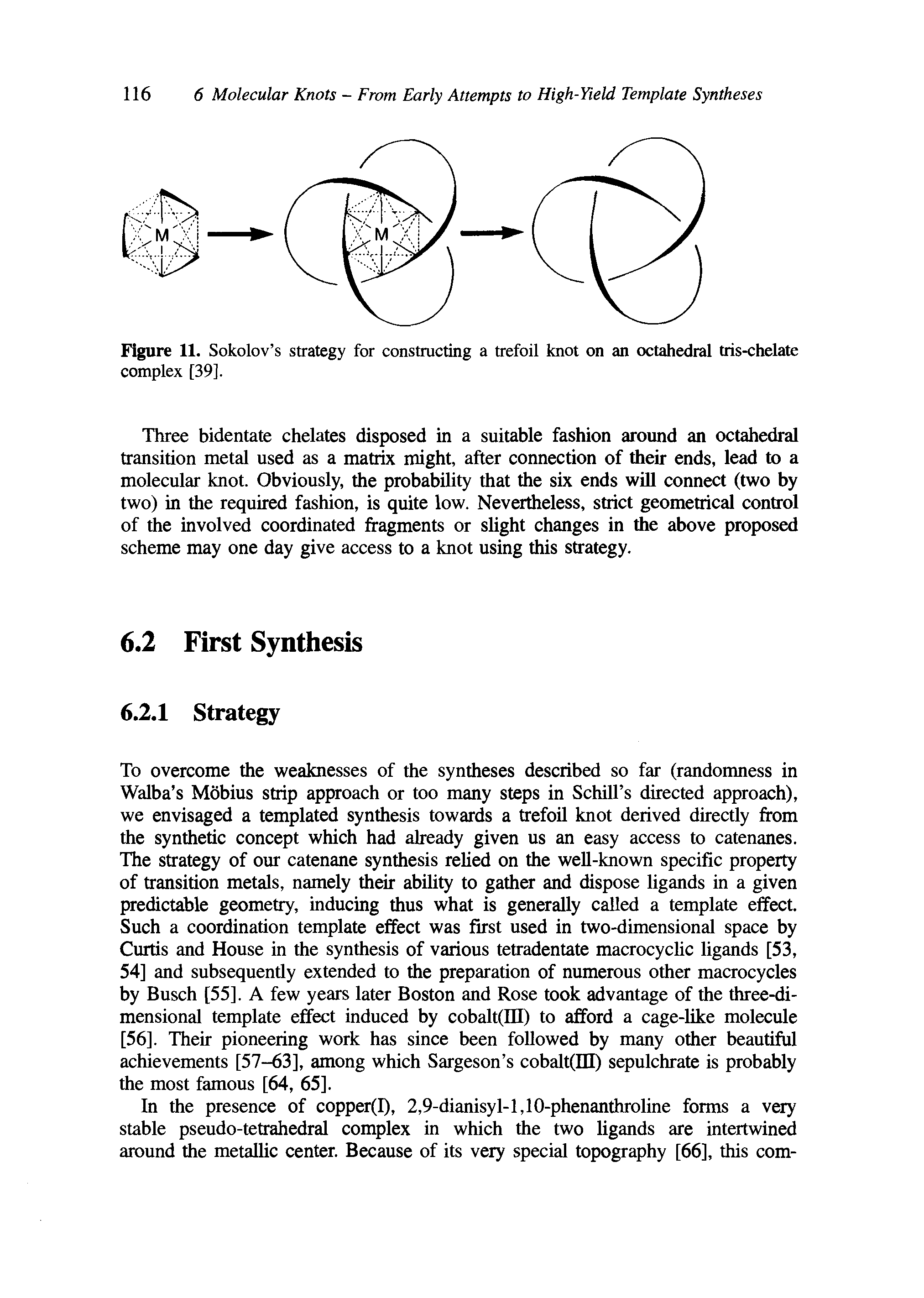 Figure 11. Sokolov s strategy for constructing a trefoil knot on an octahedral tris-chelate complex [39].