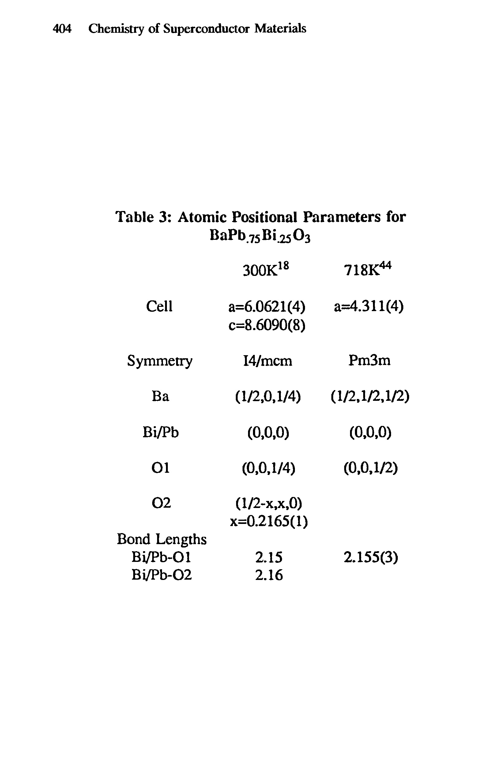 Table 3 Atomic Positional Parameters for BaPbjsBi 25O3...