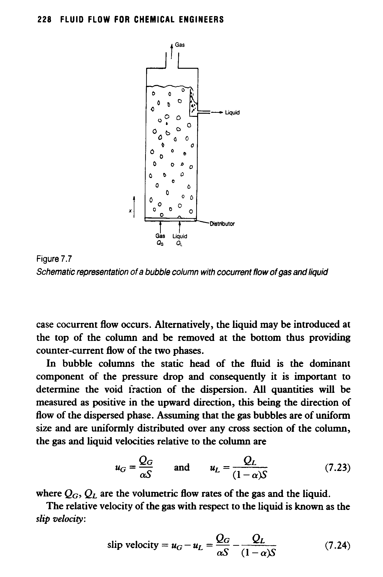 Schematic representation of a bubble column with cocurrent flow of gas and liquid...