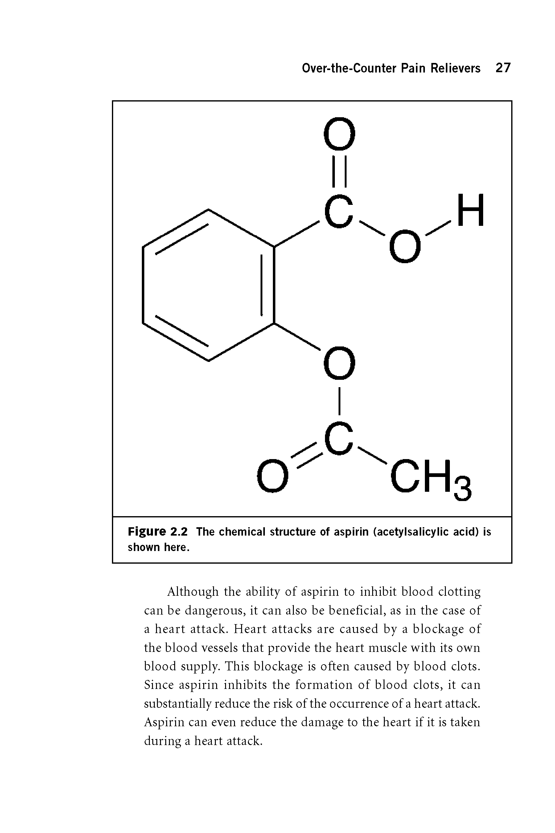 Figure 2.2 The chemical structure of aspirin (acetylsalicylic acid) is shown here.