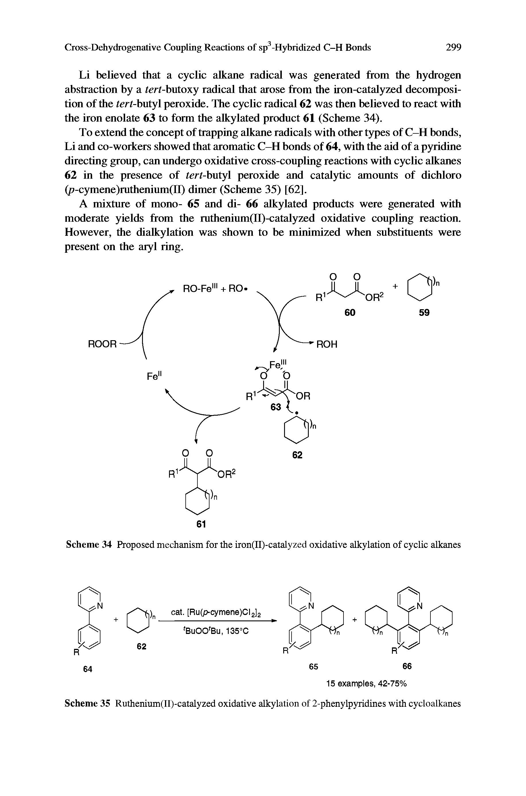 Scheme 34 Proposed mechanism for the iron(II)-catalyzed oxidative alkylation of cyclic alkanes...