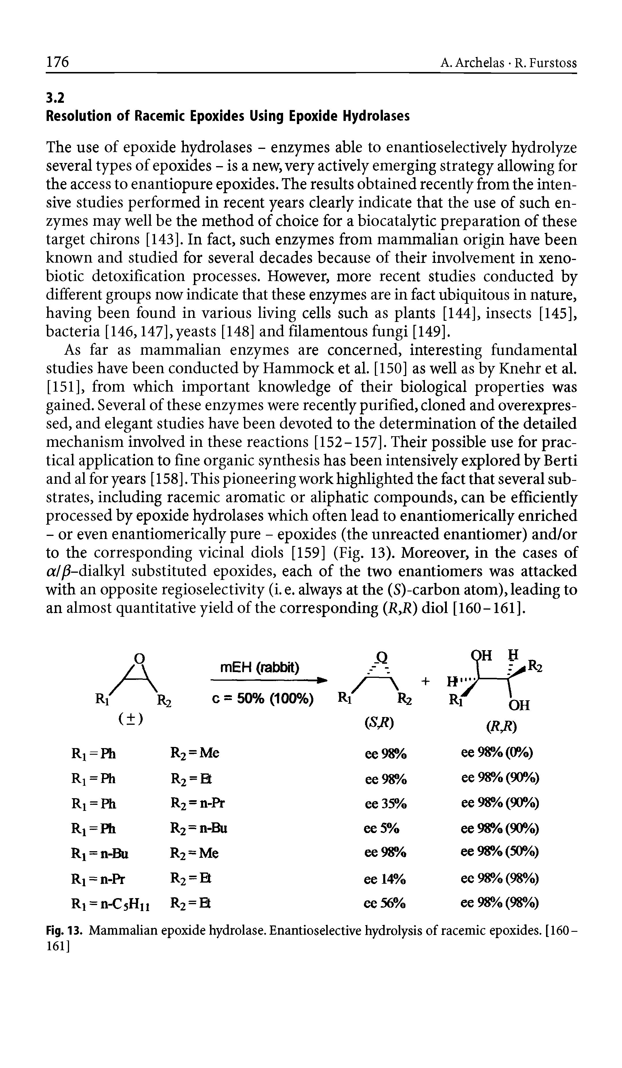 Fig. 13. Mammalian epoxide hydrolase. Enantioselective hydrolysis of racemic epoxides. [160—...