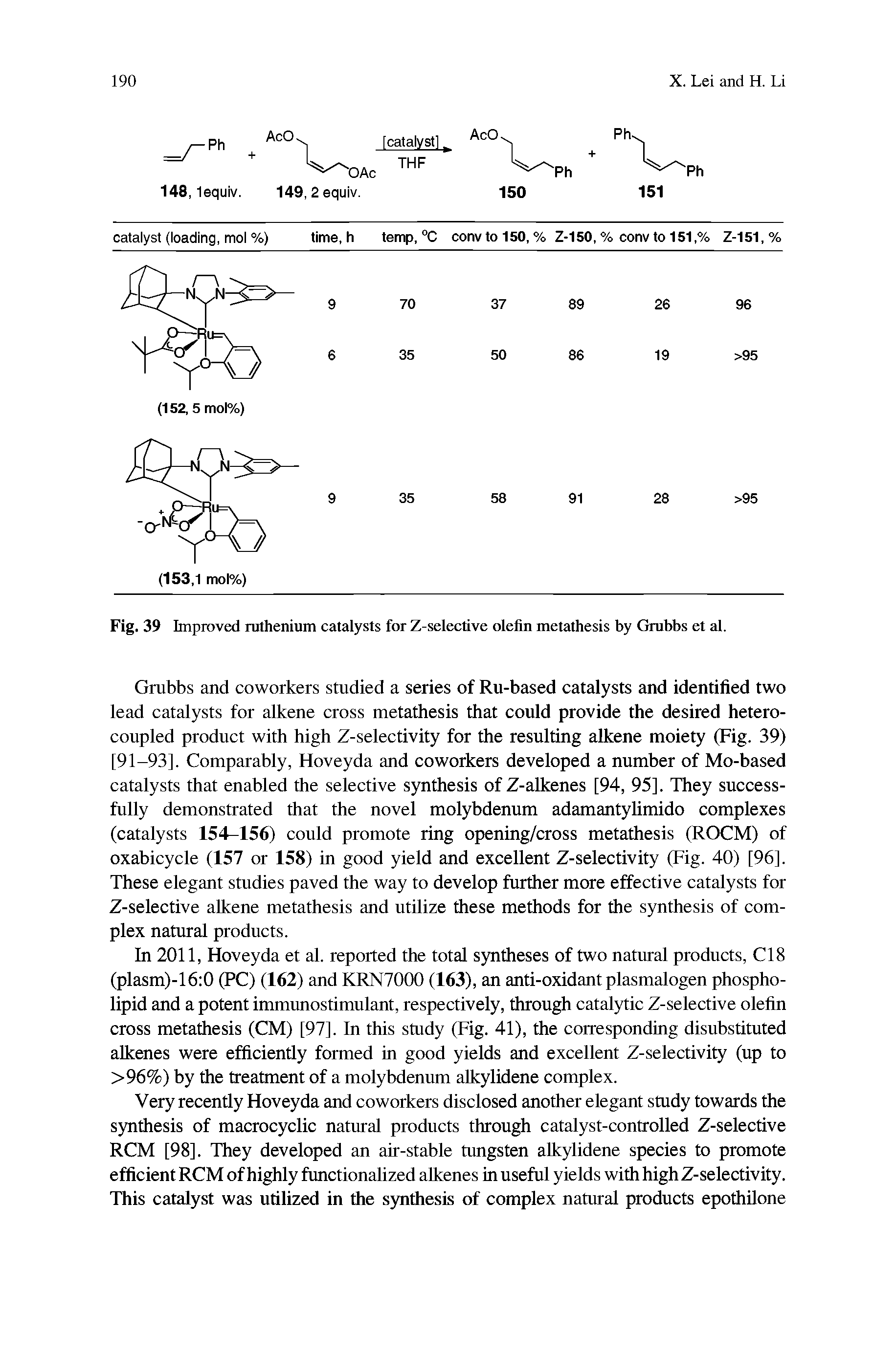 Fig. 39 Improved njthenium catalysts for Z-selective olefin metathesis by Grubbs et al.