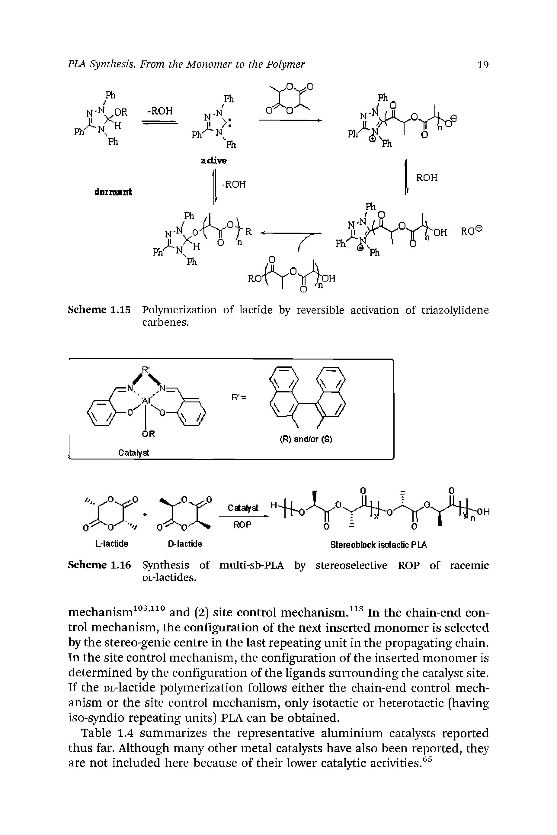 Scheme 1.15 Polymerization of lactide by reversible activation of triazolylidene carbenes.