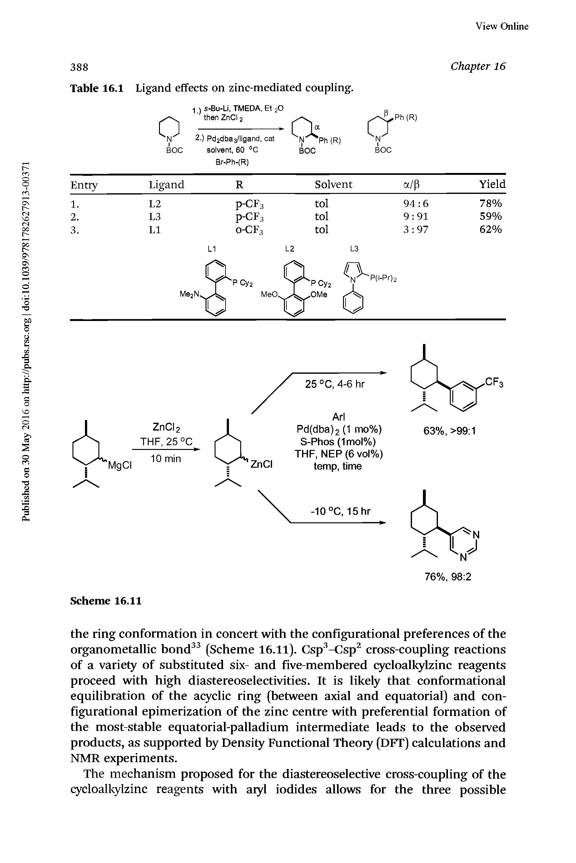 Table 16.1 Ligand effects on zinc-mediated coupling.