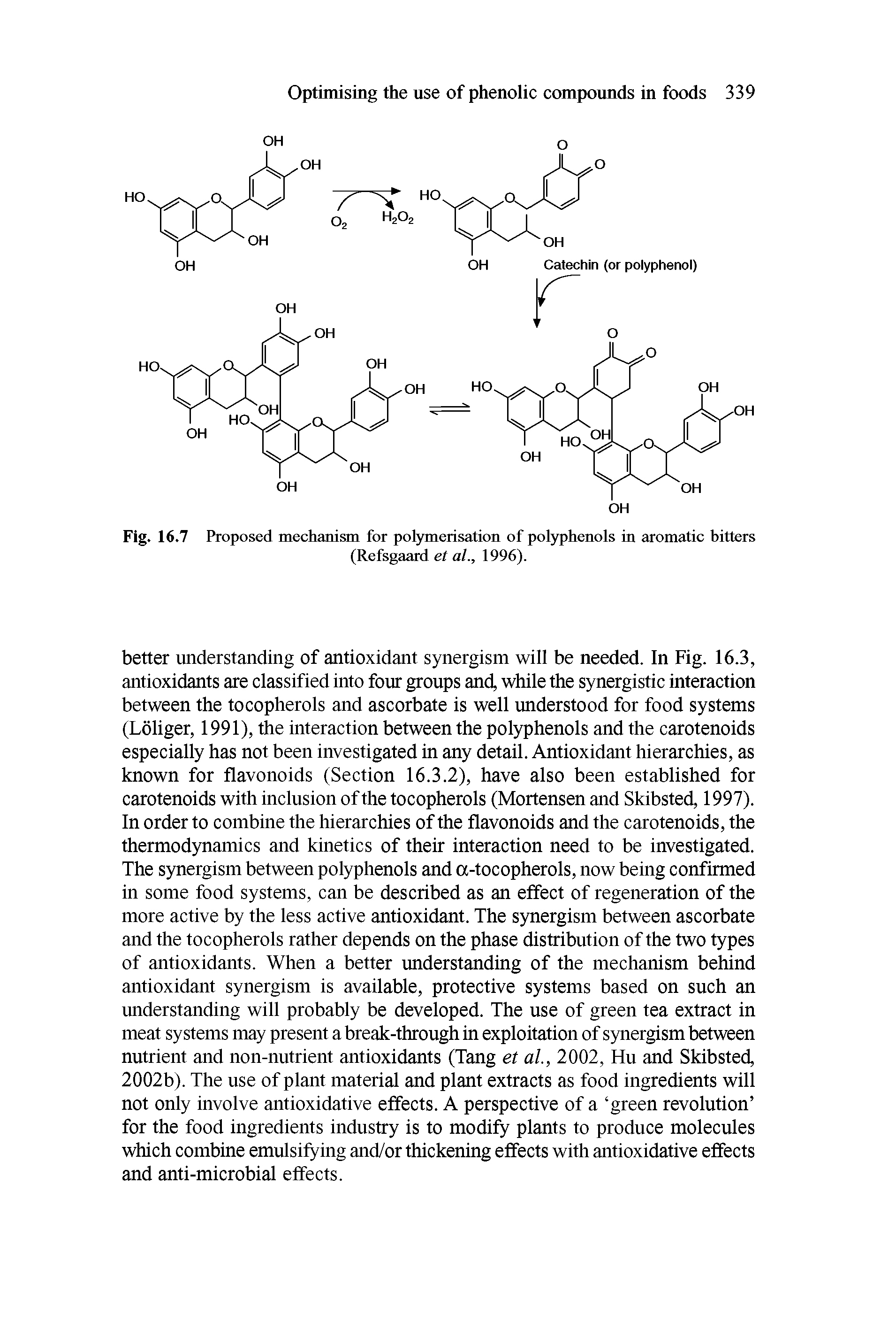 Fig. 16.7 Proposed mechanism for polymerisation of polyphenols in aromatic hitters...