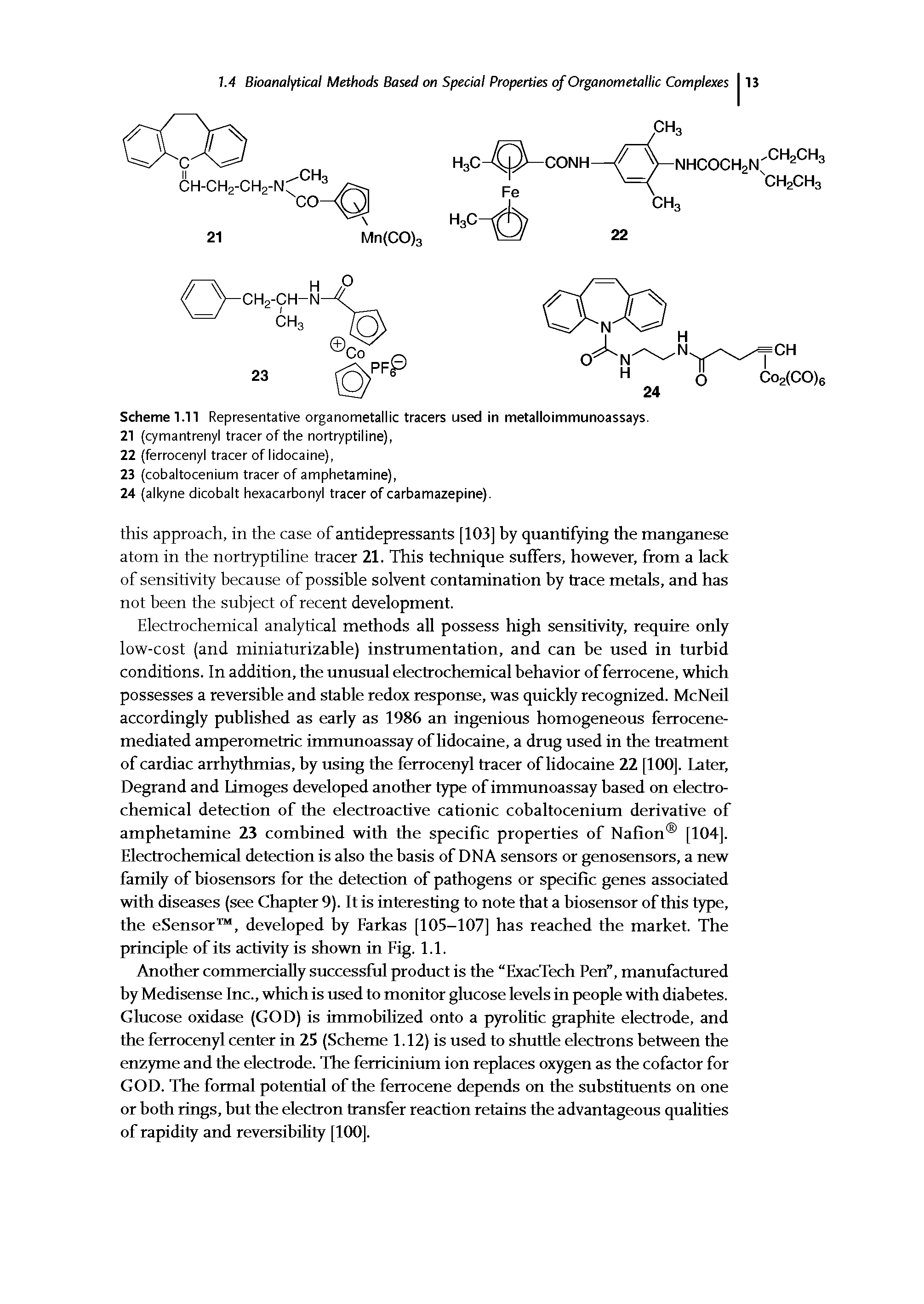 Scheme 1.11 Representative organometallic tracers used in metalloimmunoassays.