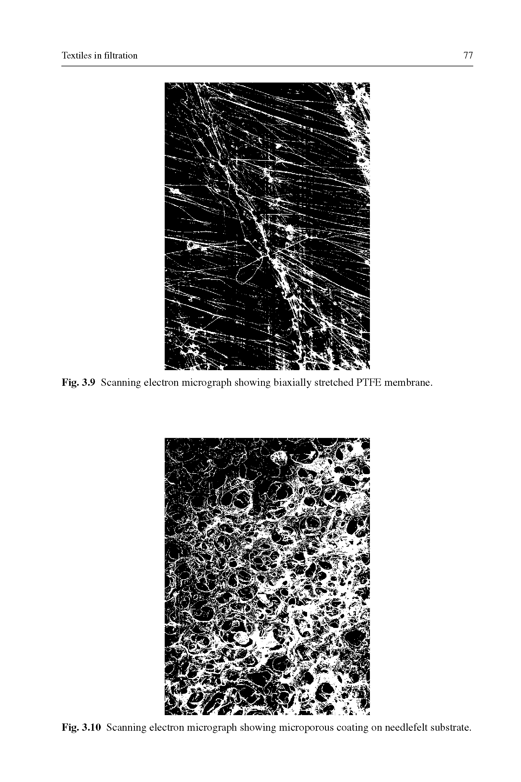 Fig. 3.10 Scanning electron micrograph showing microporous coating on needlefelt substrate.