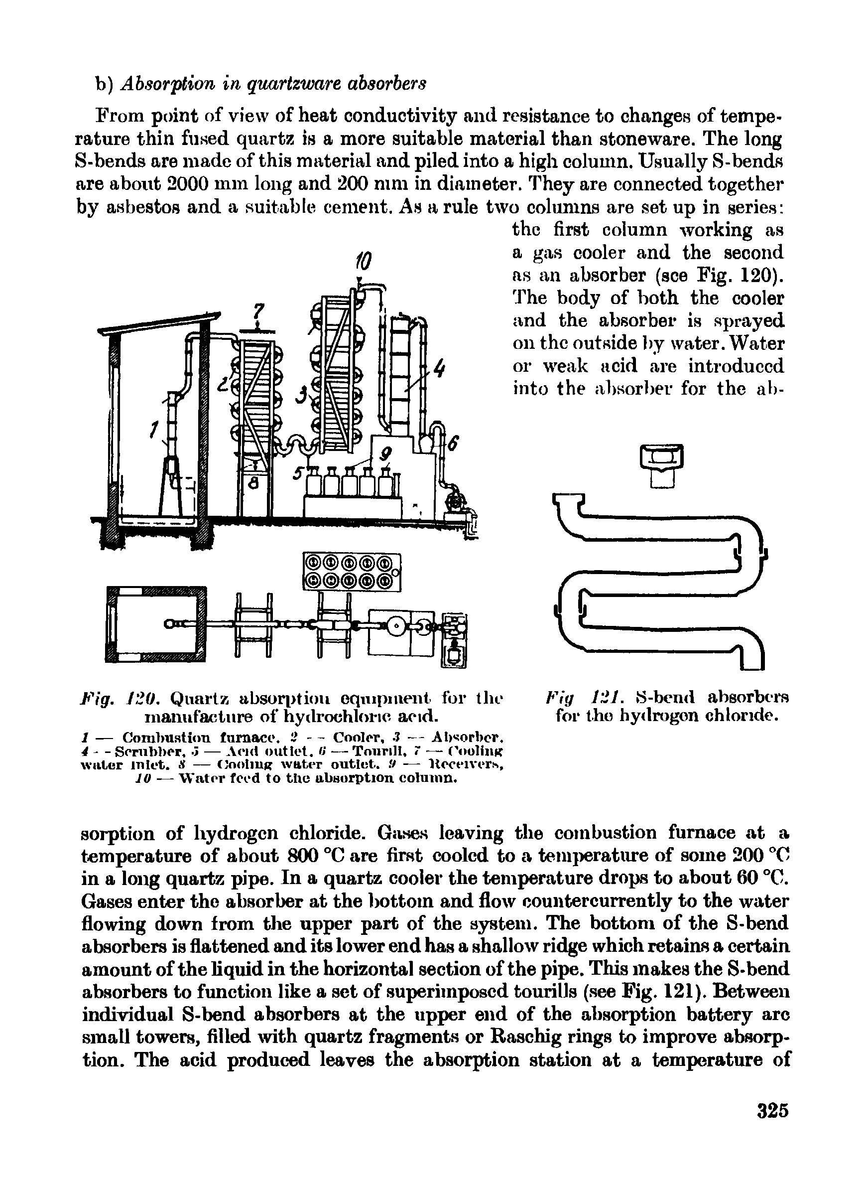 Fig. 120. Quartz absorption equipment for the manufacture of hydrochloric acid.