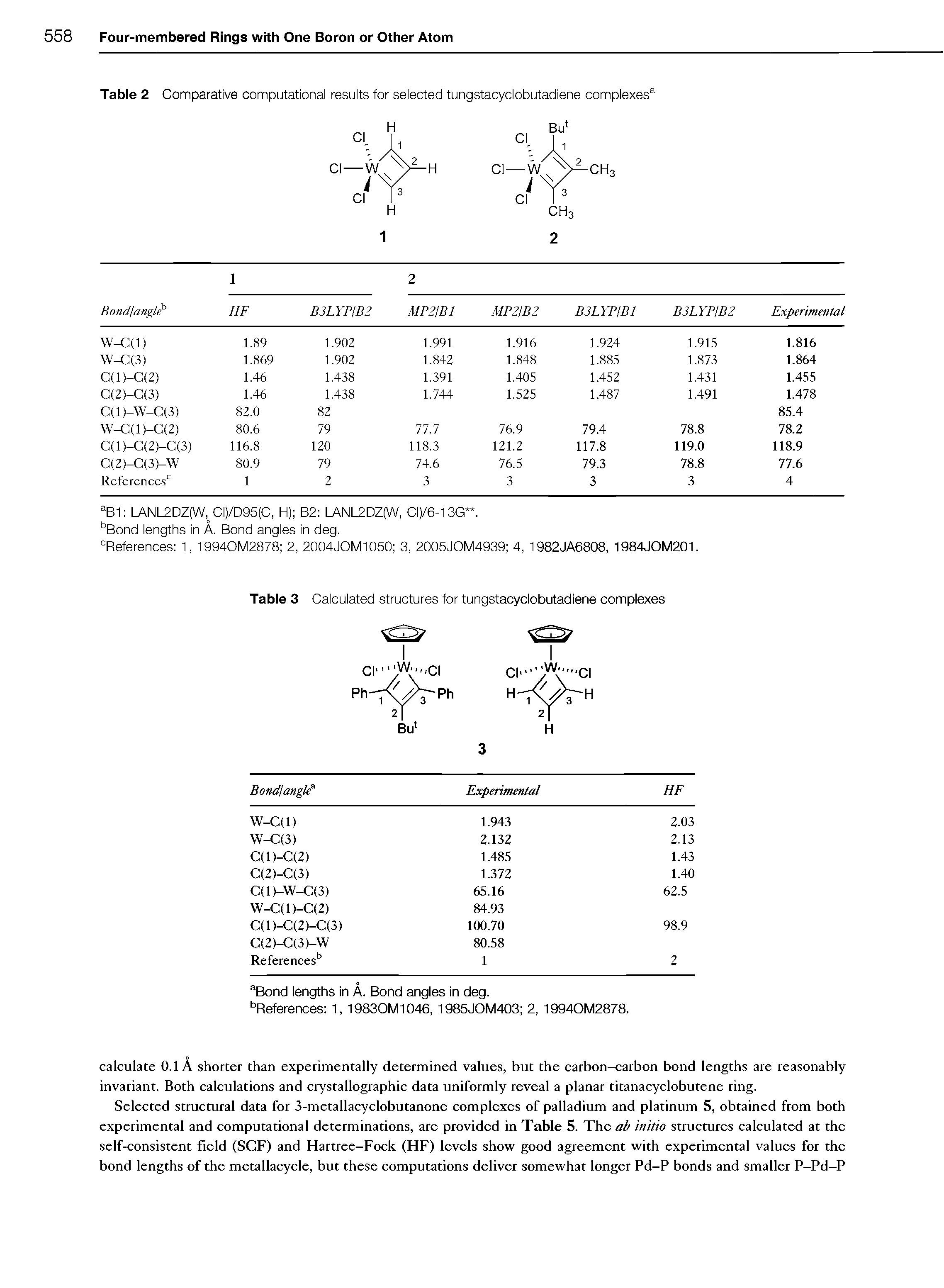 Table 2 Comparative computational results for selected tungstacyclobutadiene complexes ...