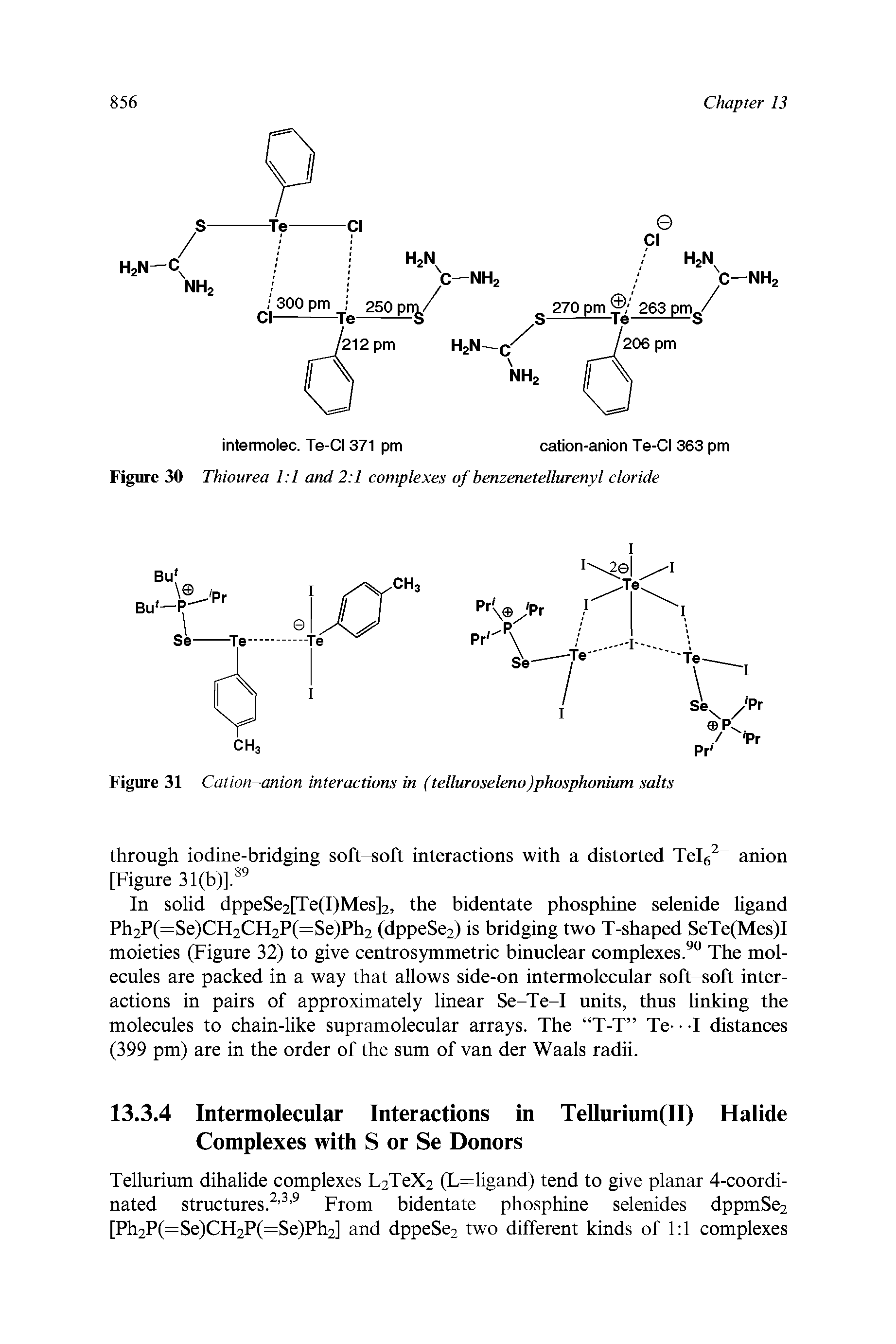 Figure 31 Cation-anion interactions in (telluroseleno)phosphonium salts...