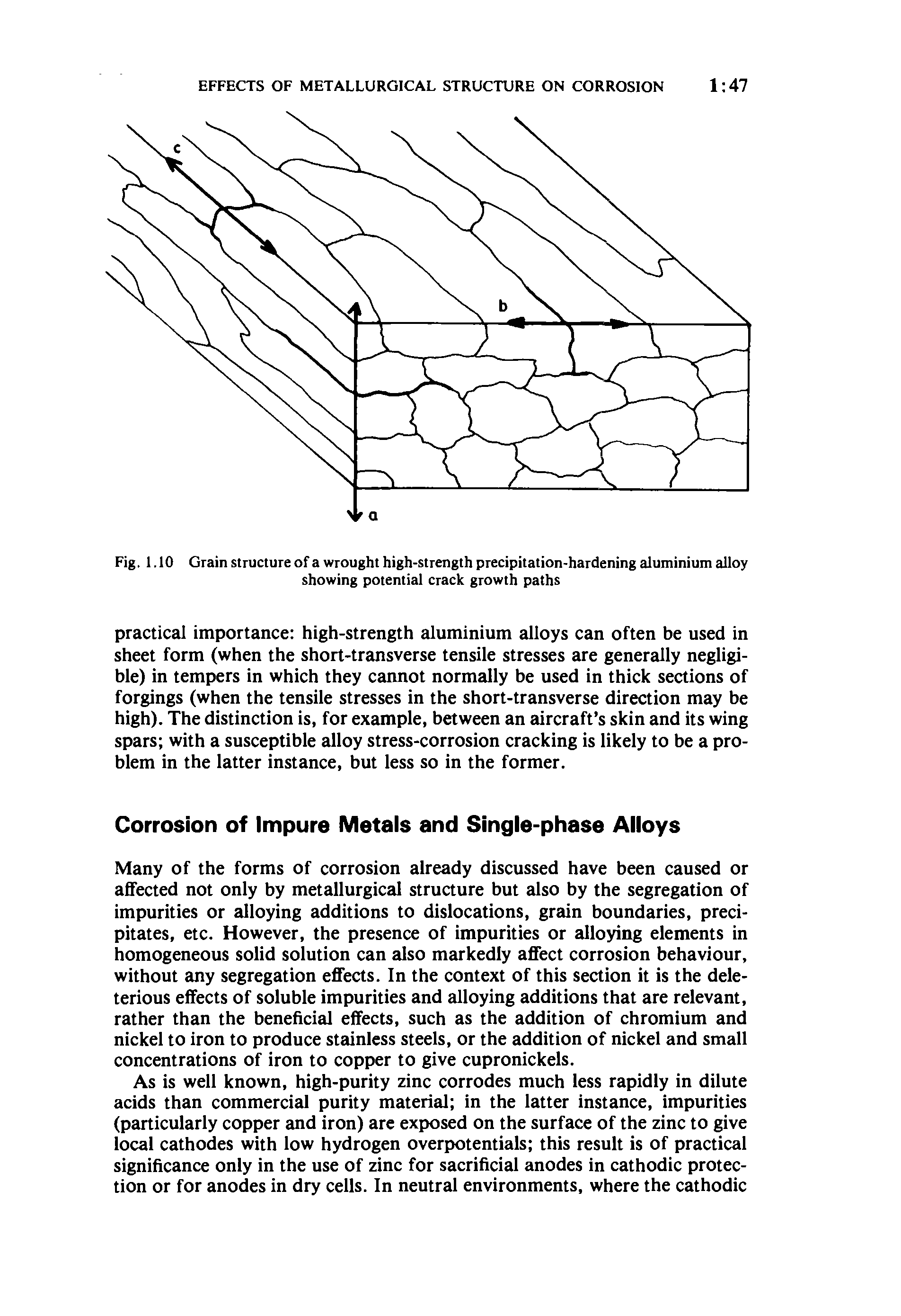 Fig. 1.10 Grain structure of a wrought high-strength precipitation-hardening aluminium alloy showing potential crack growth paths...