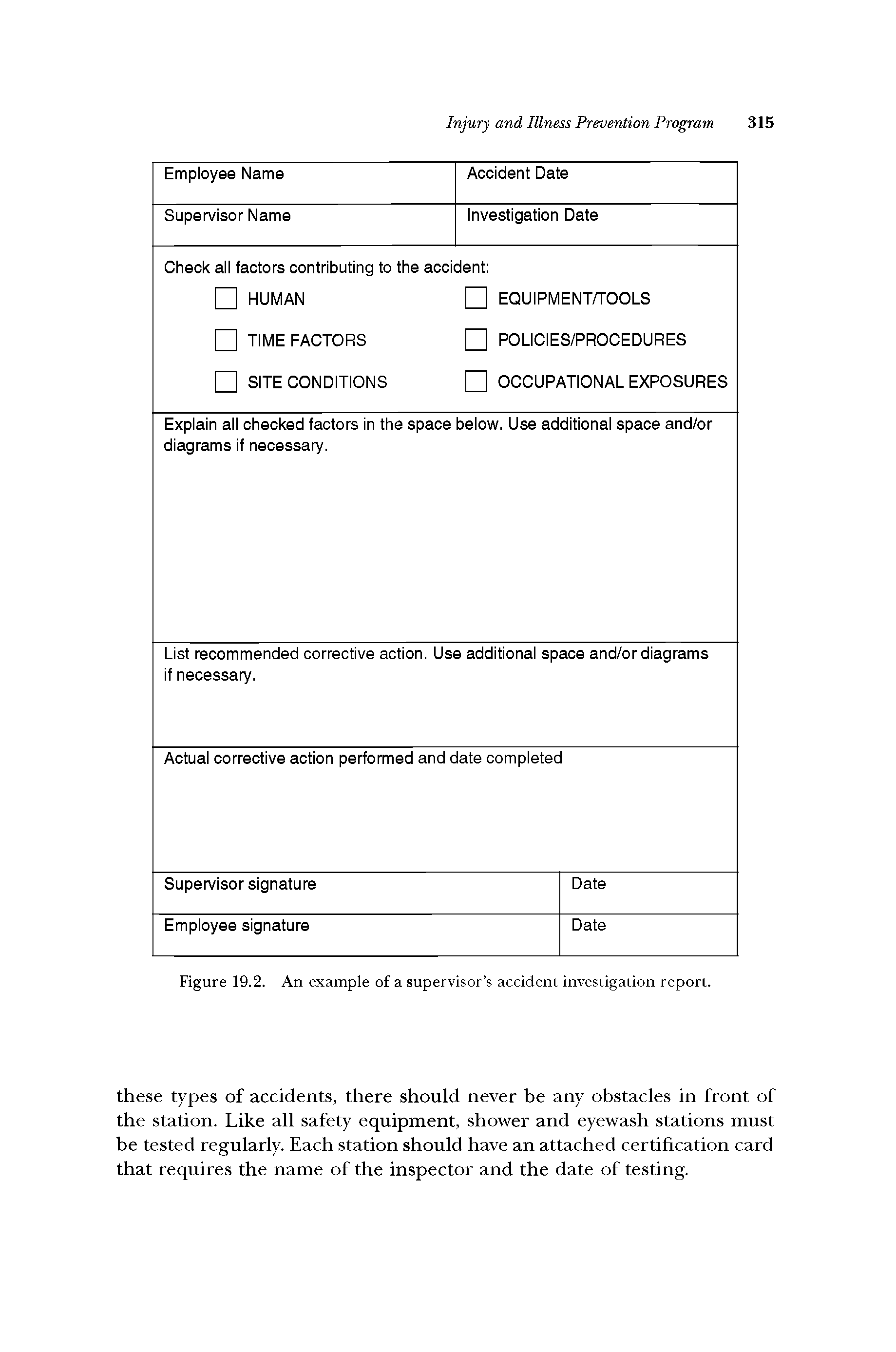 Figure 19.2. An example of a supervisor s accident investigation report.