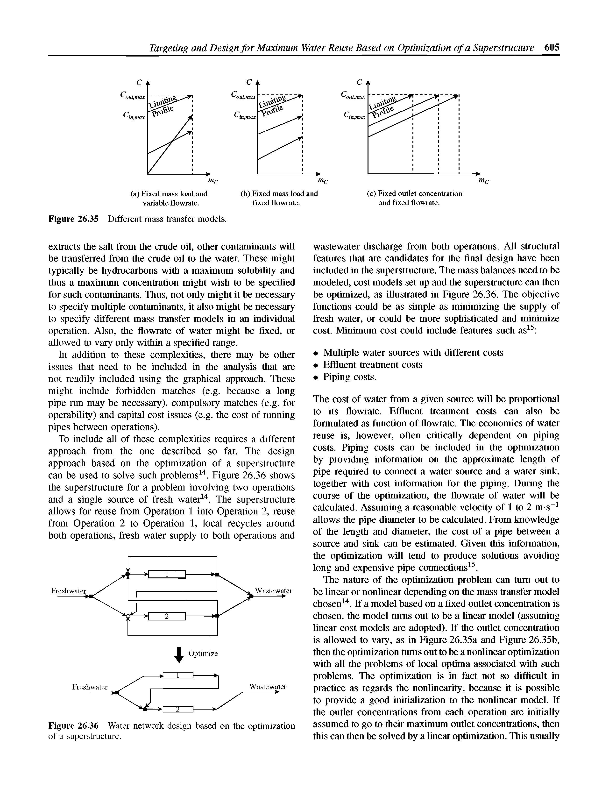 Figure 26.36 Water network design based on the optimization...