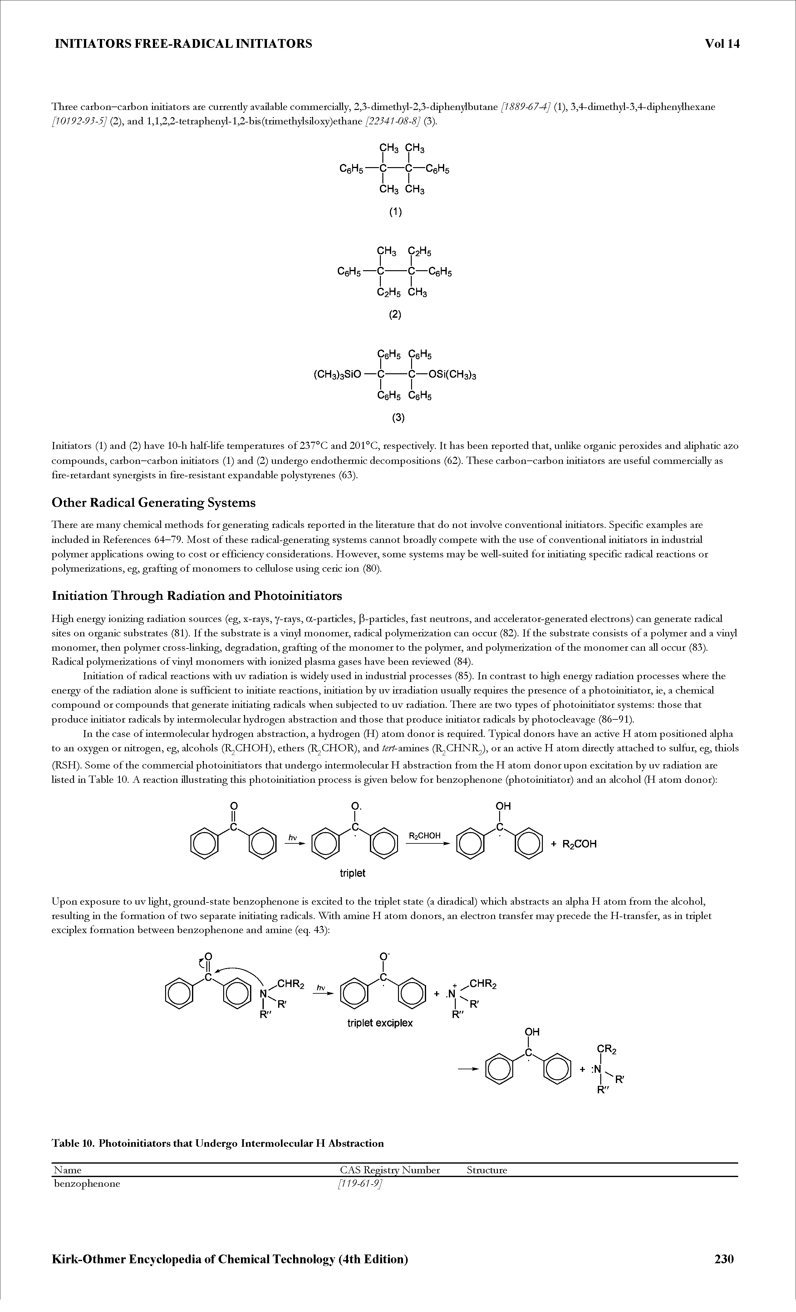 Table 10. Photoinitiators that Undergo Intermoleeular H Abstraetion...