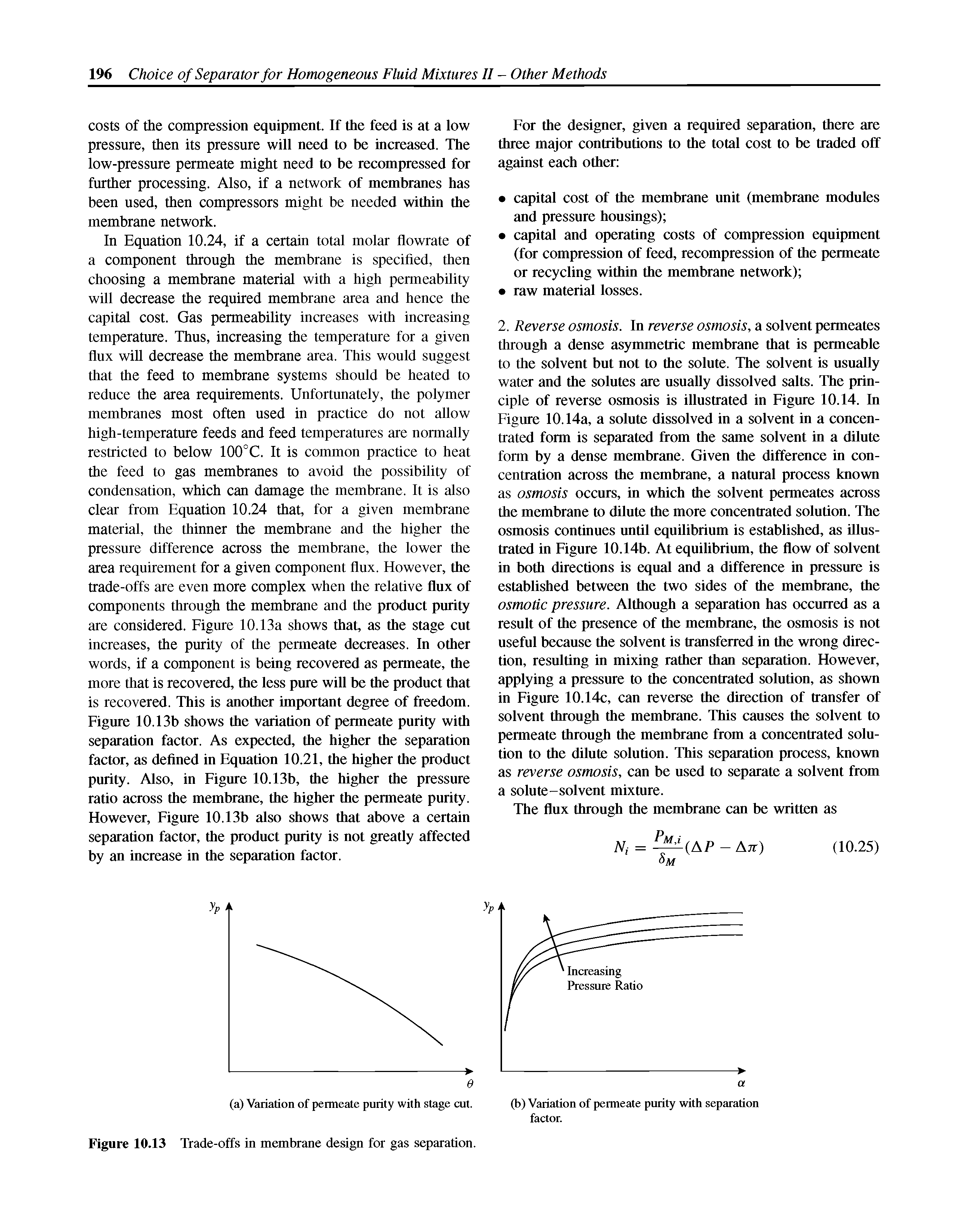 Figure 10.13 Trade-offs in membrane design for gas separation...