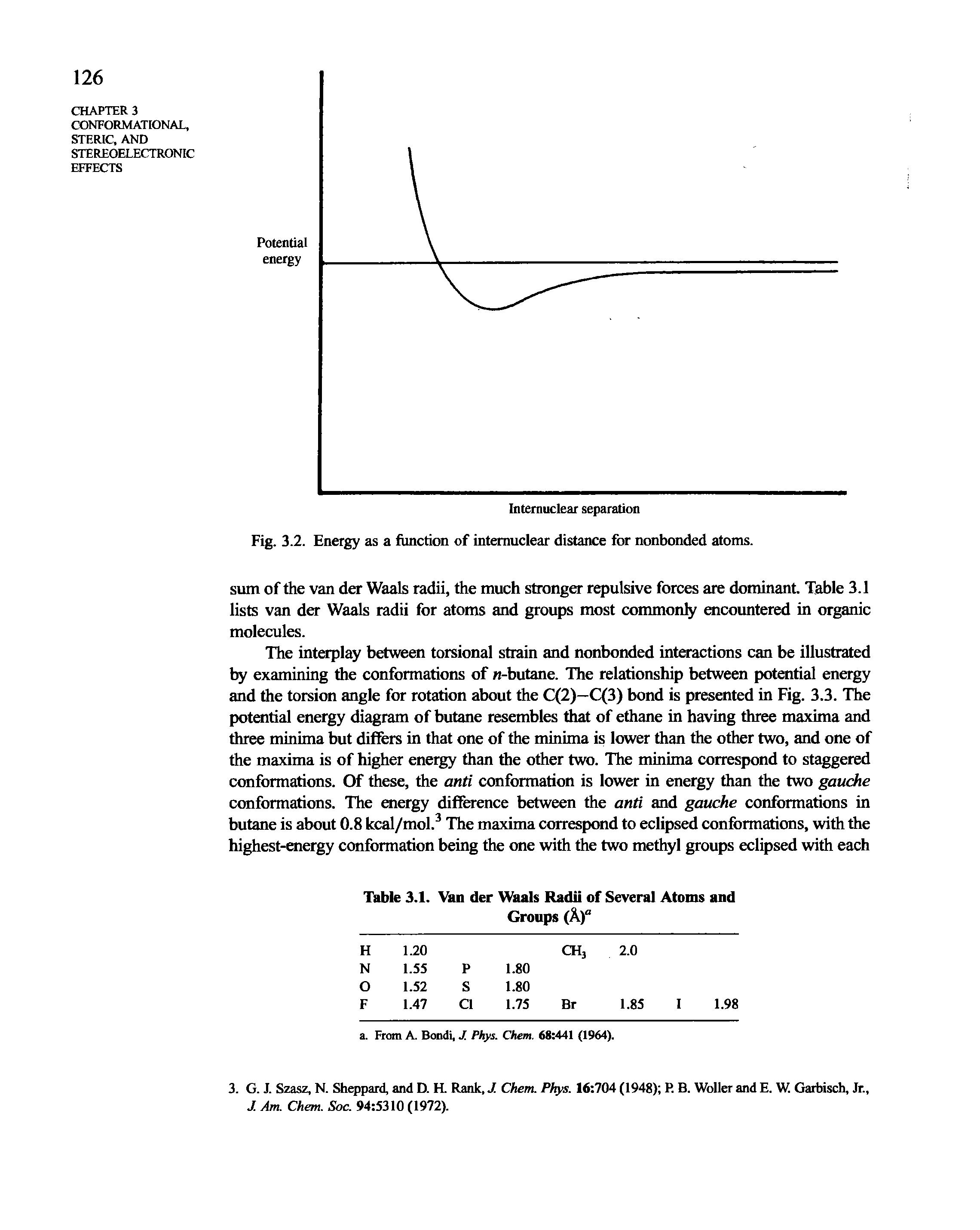 Fig. 3.2. Energy as a function of intemuclear distance for nonbonded atoms.