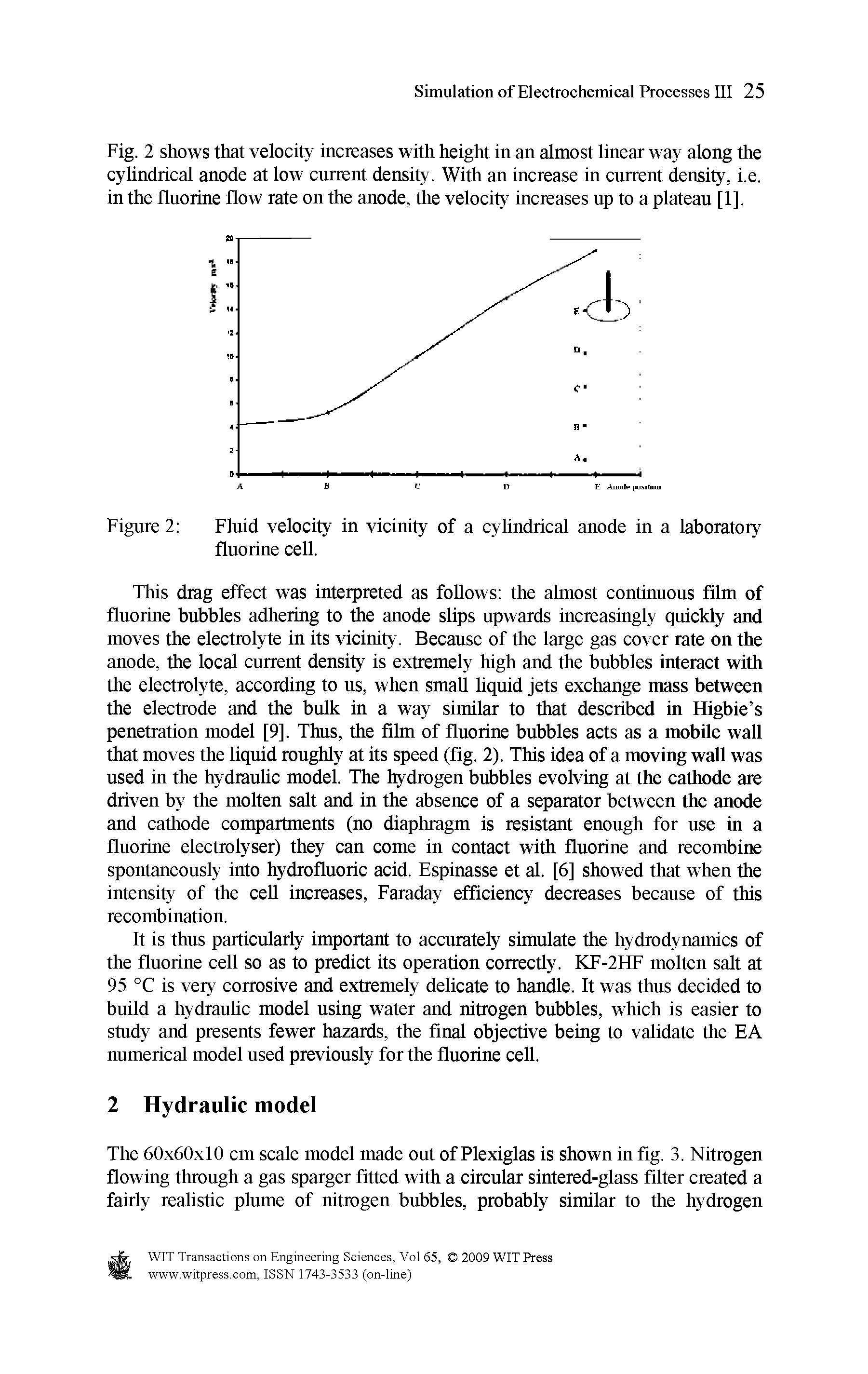 Figure 2 Fluid velocity in vicinity of a cylindrical anode in a laboratory...