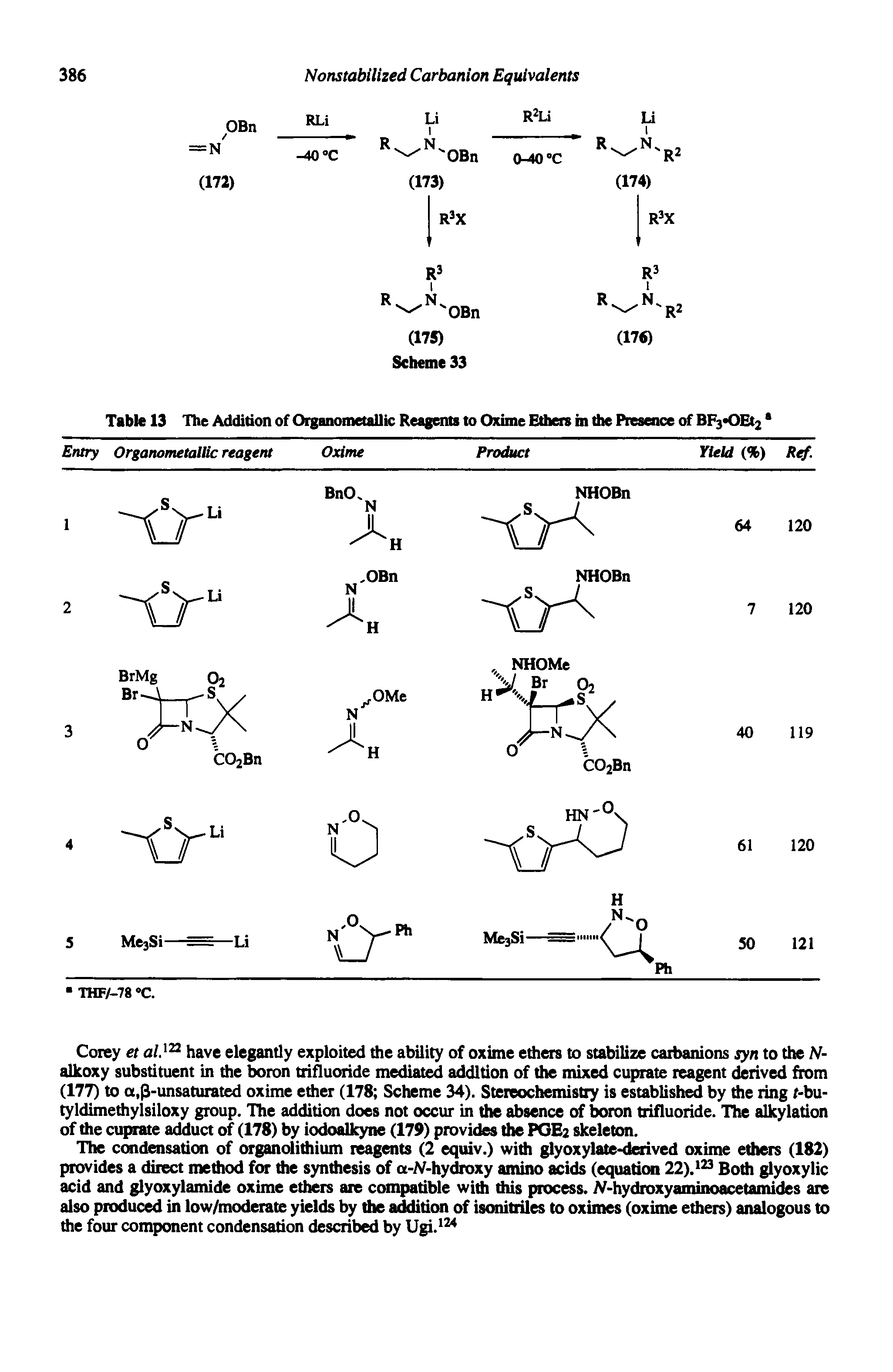 Table 13 The Addition of Organometallic Reagents to Oxime Ethers in die Presence of BF3 OEt2 ...