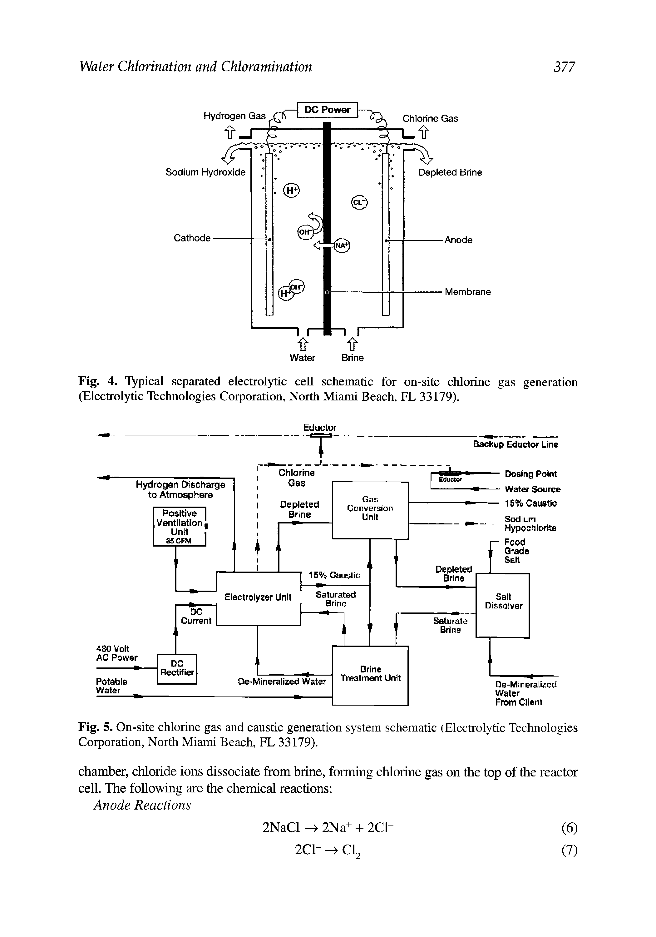 Fig. 5. On-site chlorine gas and caustic generation system schematic (Electrolytic Technologies Corporation, North Miami Beach, FL 33179).