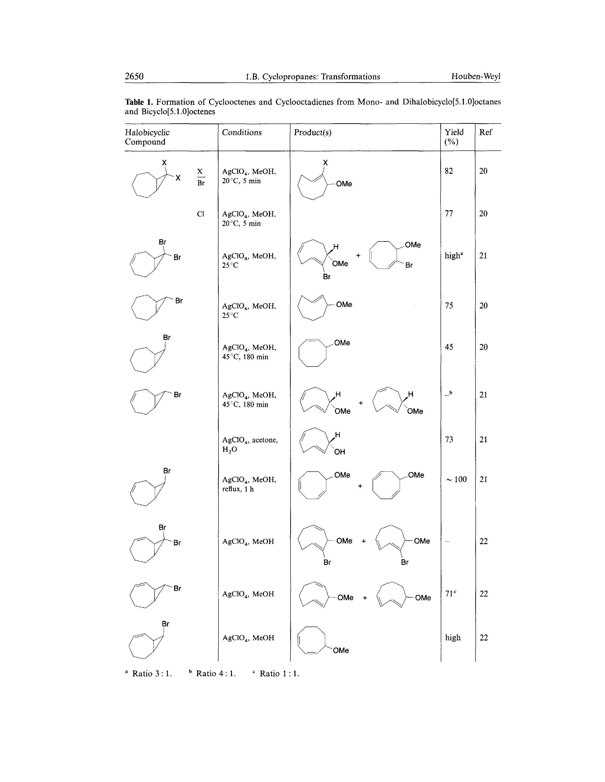Table 1. Formation of Cyclooctenes and Cyclooctadienes from Mono- and Dihalobicyclo[5.1.0]octanes and Bicyclo[5.1.0]octenes...