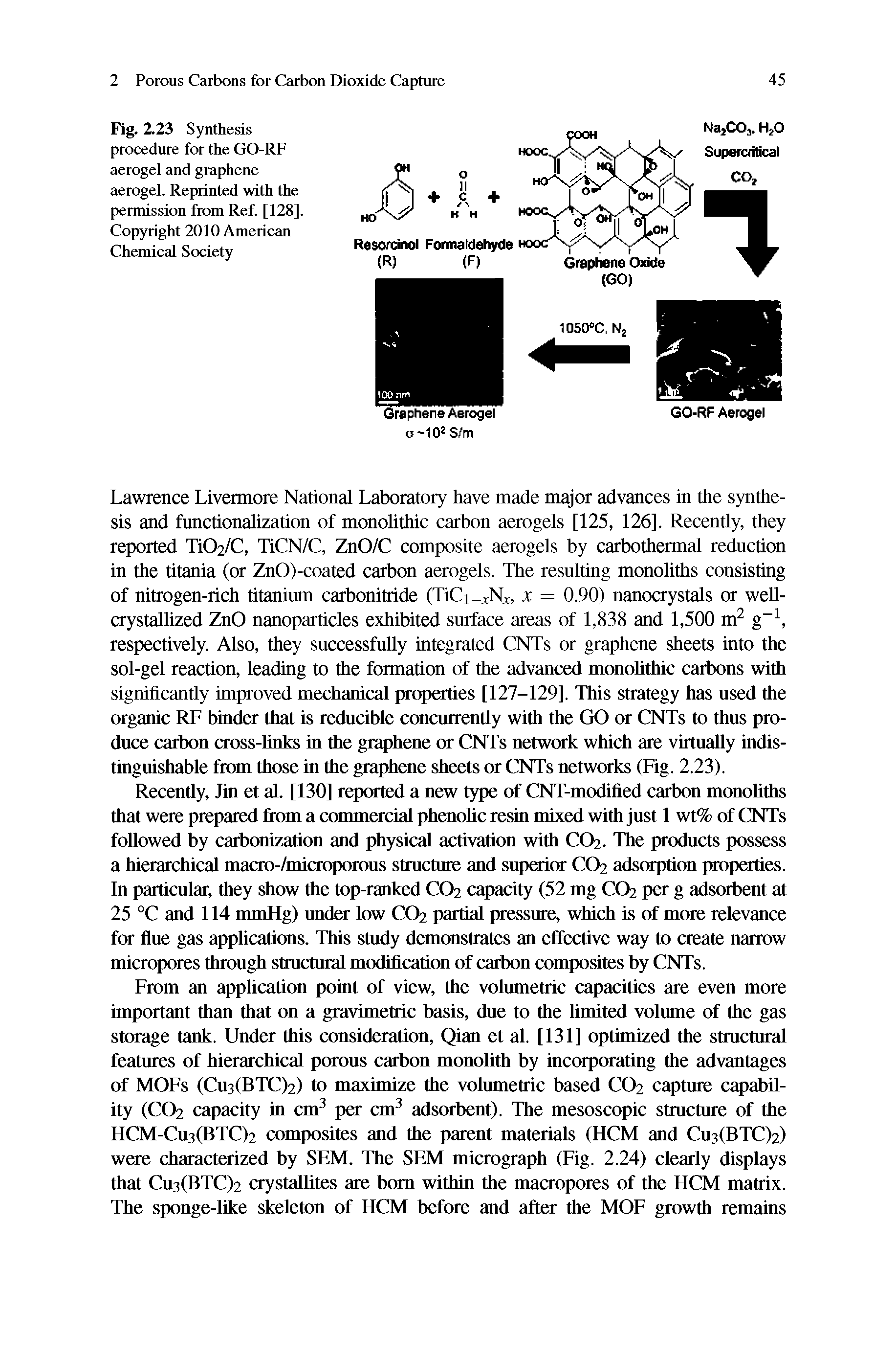 Fig. 2.23 Synthesis procedure for the GO-RF aerogel and graphene aerogel. Reprinted with the permission from Ref [128]. Copyright 2010 American Chemical Society...