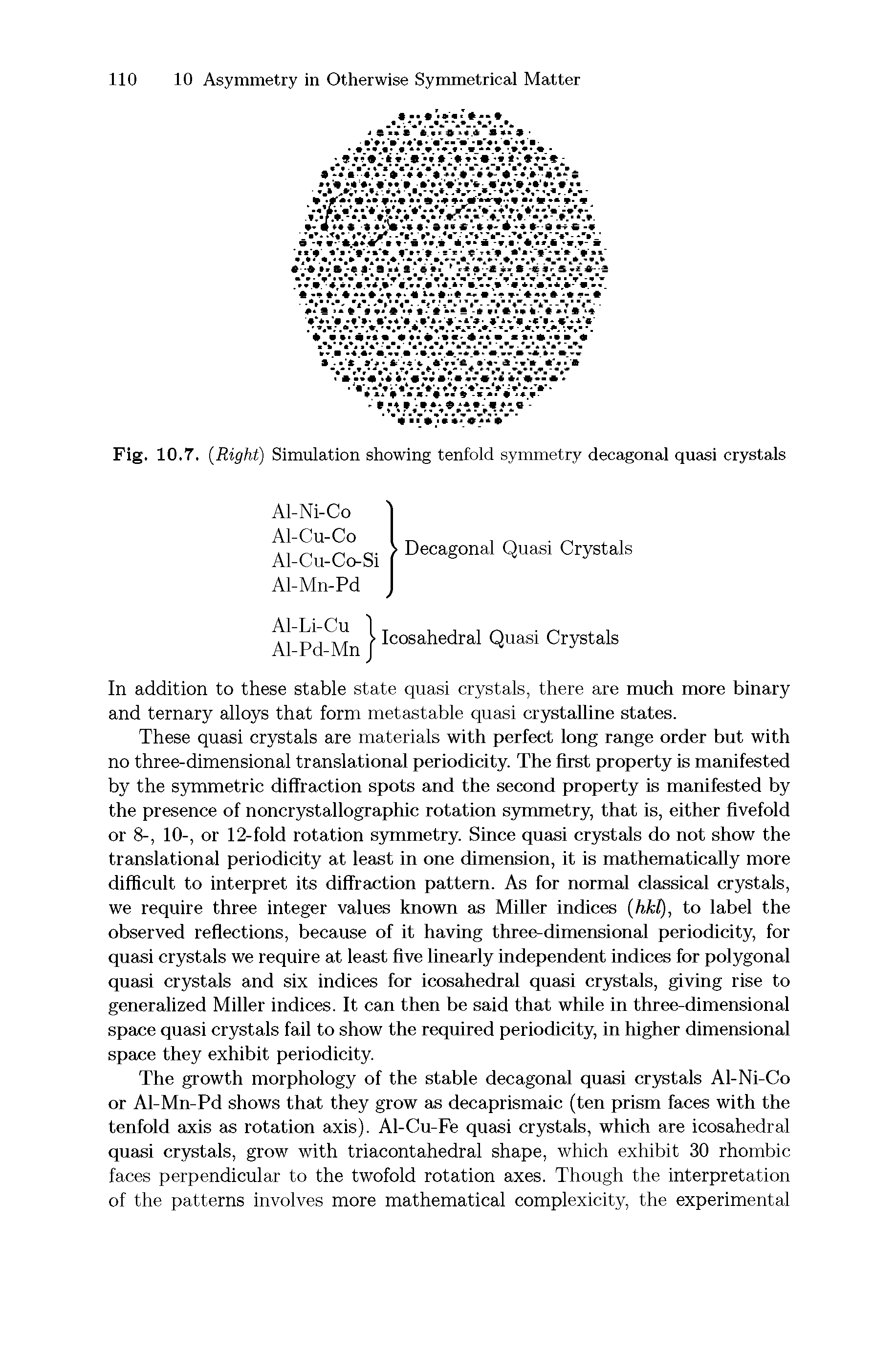 Fig. 10.7. (Eight) Simulation showing tenfold symmetry decagonal quasi crystals...