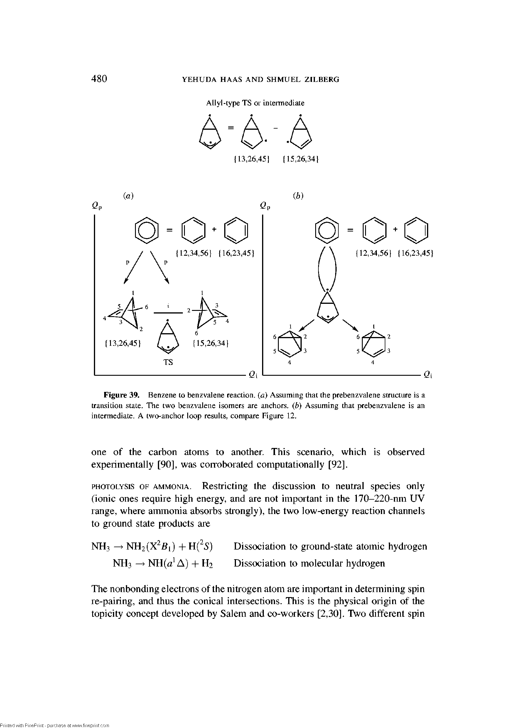 Figure 39. Benzene to benzvalene reaction, (a) Assuming that the prebenzvalene structure is a transition state. The two benzvalene isomers are anchors, (b) Assuming that prebenzvalene is an intermediate, A two-anchor loop results, compare Figure 12.