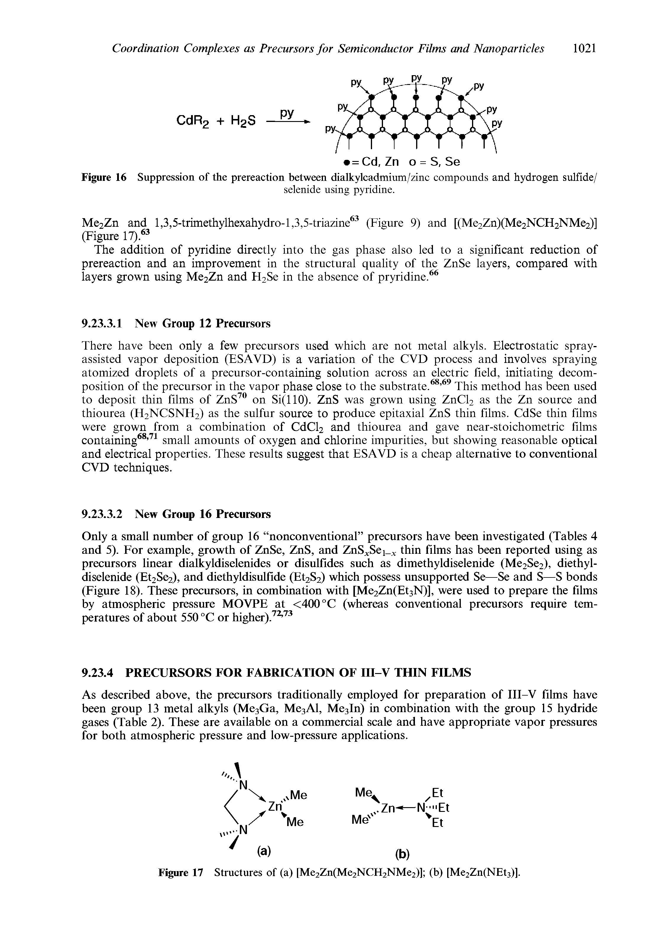 Figure 16 Suppression of the prereaction between dialkylcadmium/zinc compounds and hydrogen sulfide/...