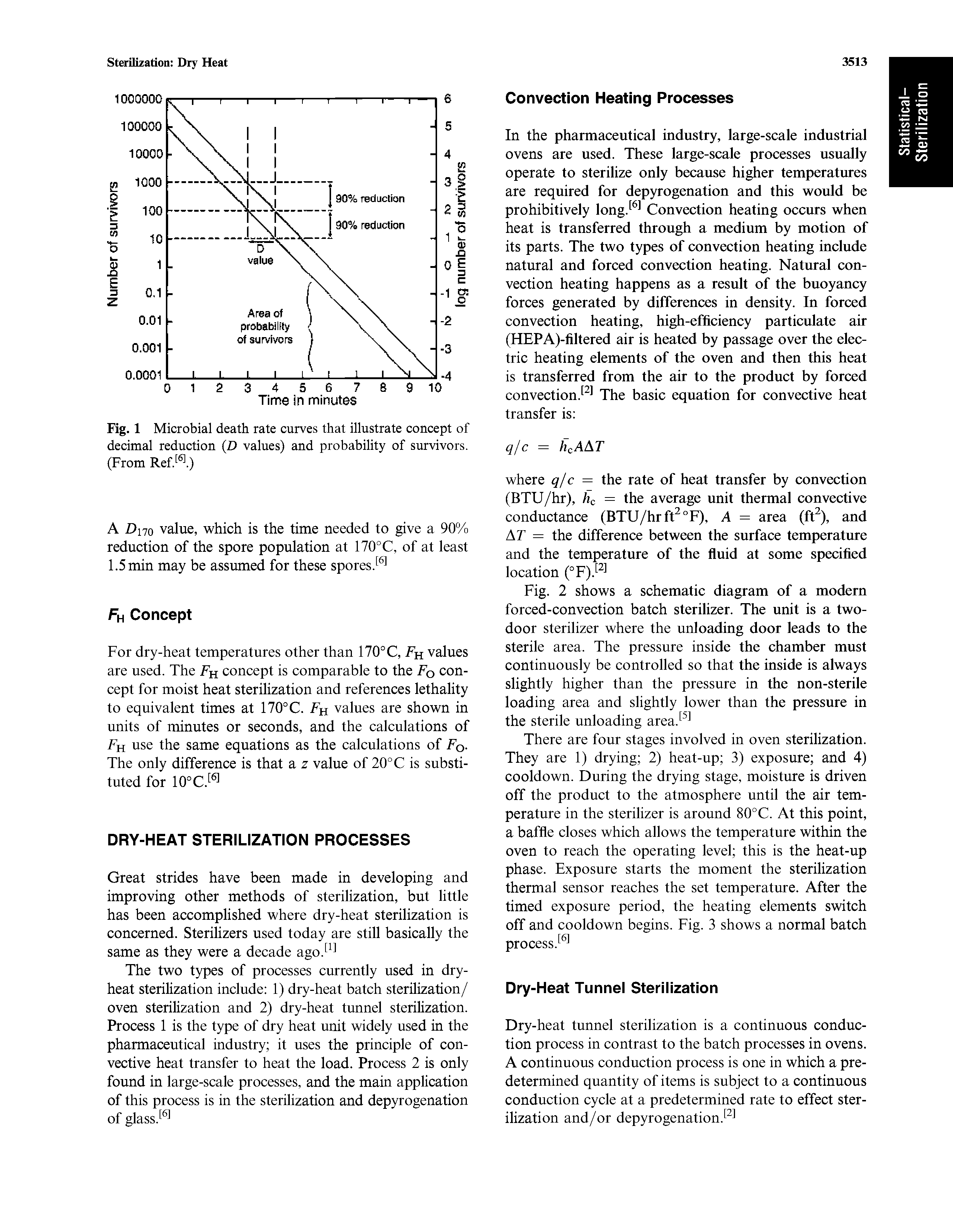 Fig. 1 Microbial death rate curves that illustrate concept of decimal reduction (D values) and probability of survivors. (From Ref. l)...