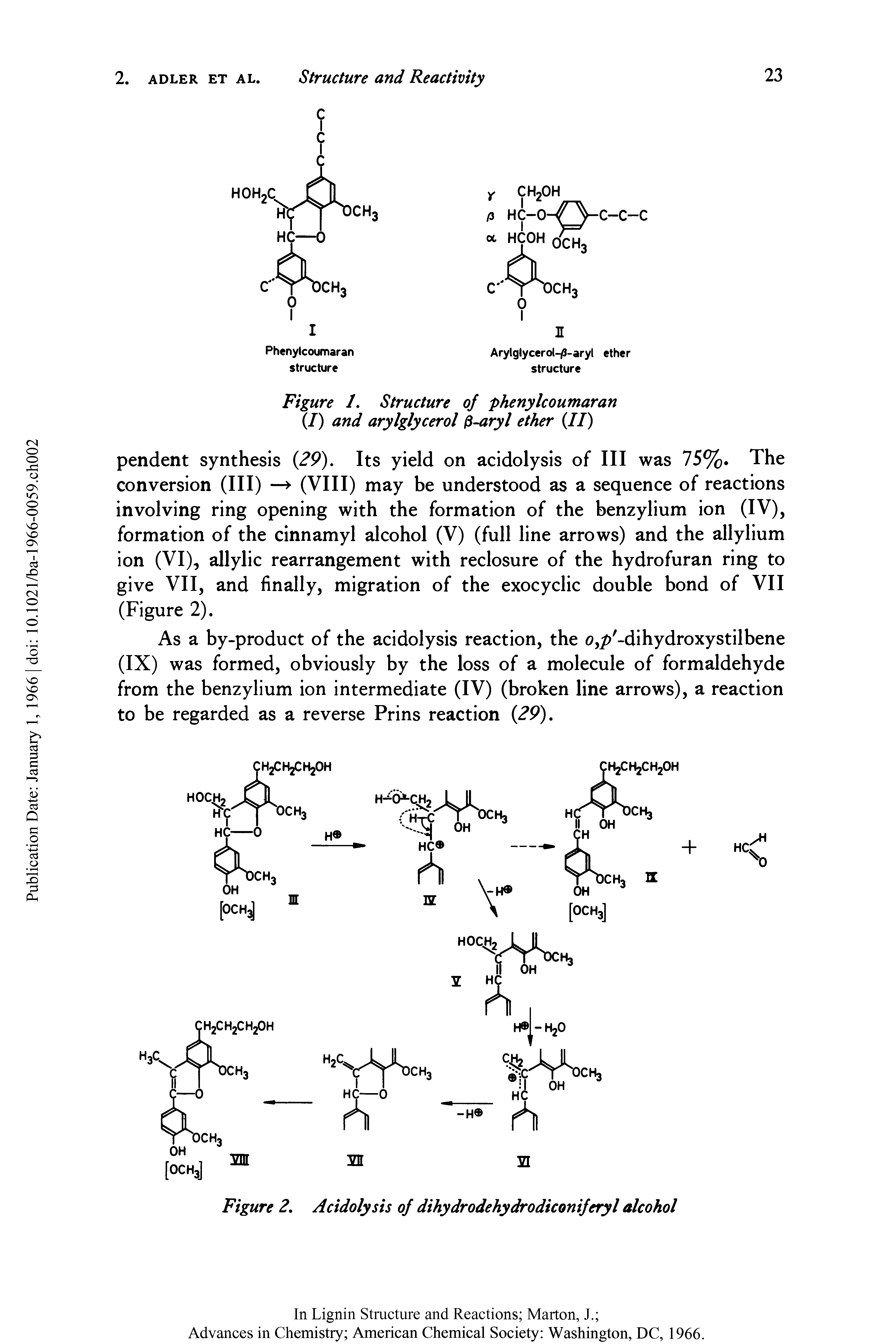Figure 1. Structure of phenylcoumaran (I) and arylglycerol P-aryl ether II)...