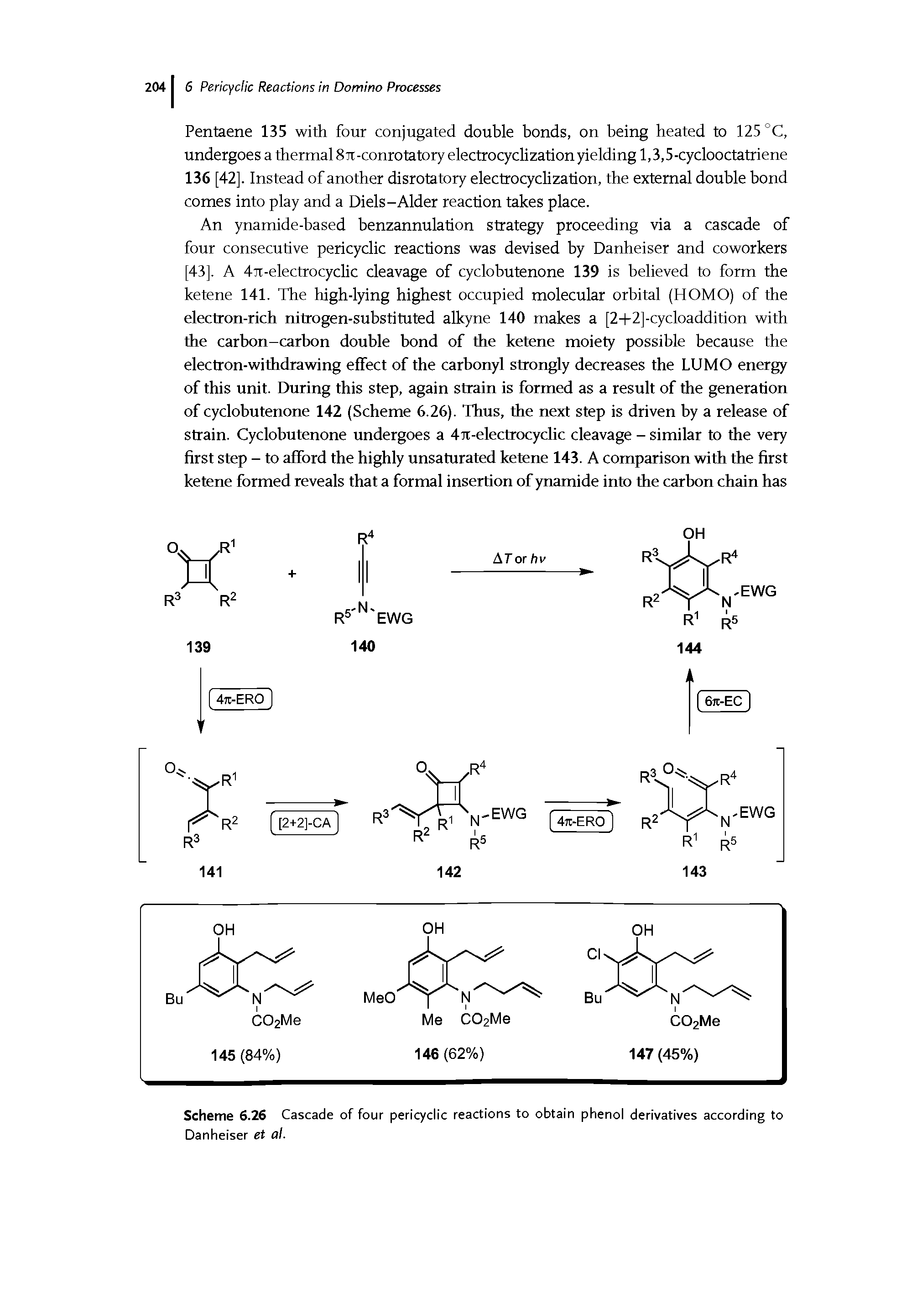 Scheme 6.26 Cascade of four pericyclic reactions to obtain phenol derivatives according to Danheiser et al.