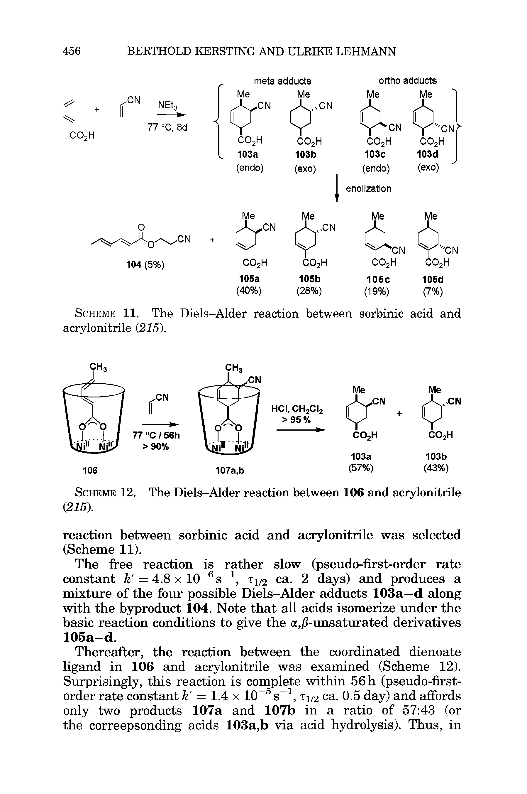 Scheme 11. The Diels-Alder reaction between sorbinic acid and acrylonitrile (215).