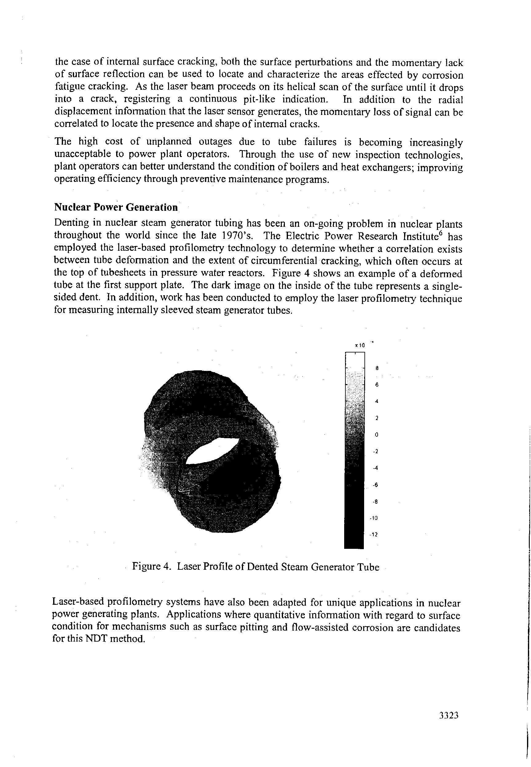 Figure 4. Laser Profile of Dented Steam Generator Tube...