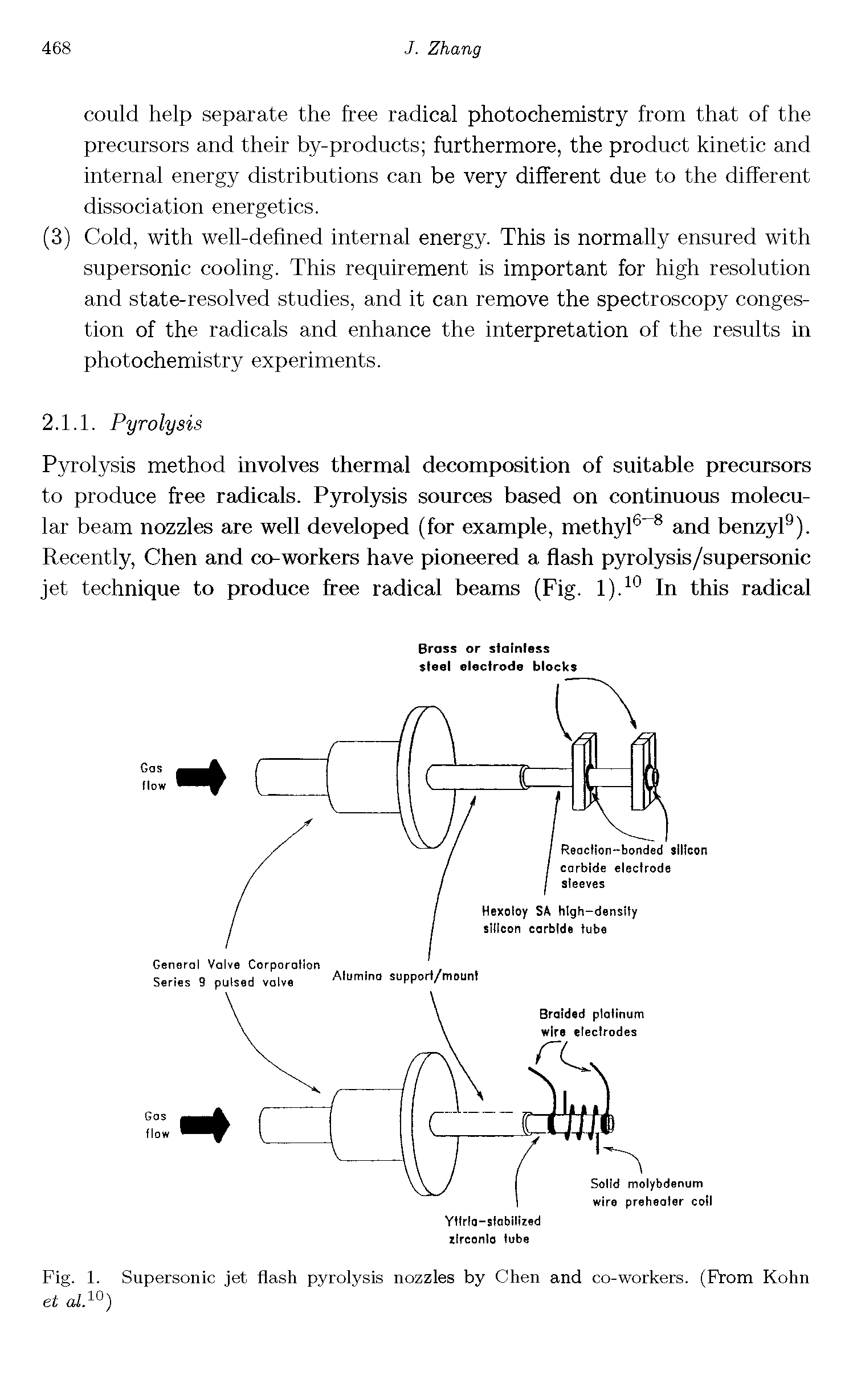 Fig. 1. Supersonic jet flash pyrolysis nozzles by Chen and co-workers. (From Kohn...