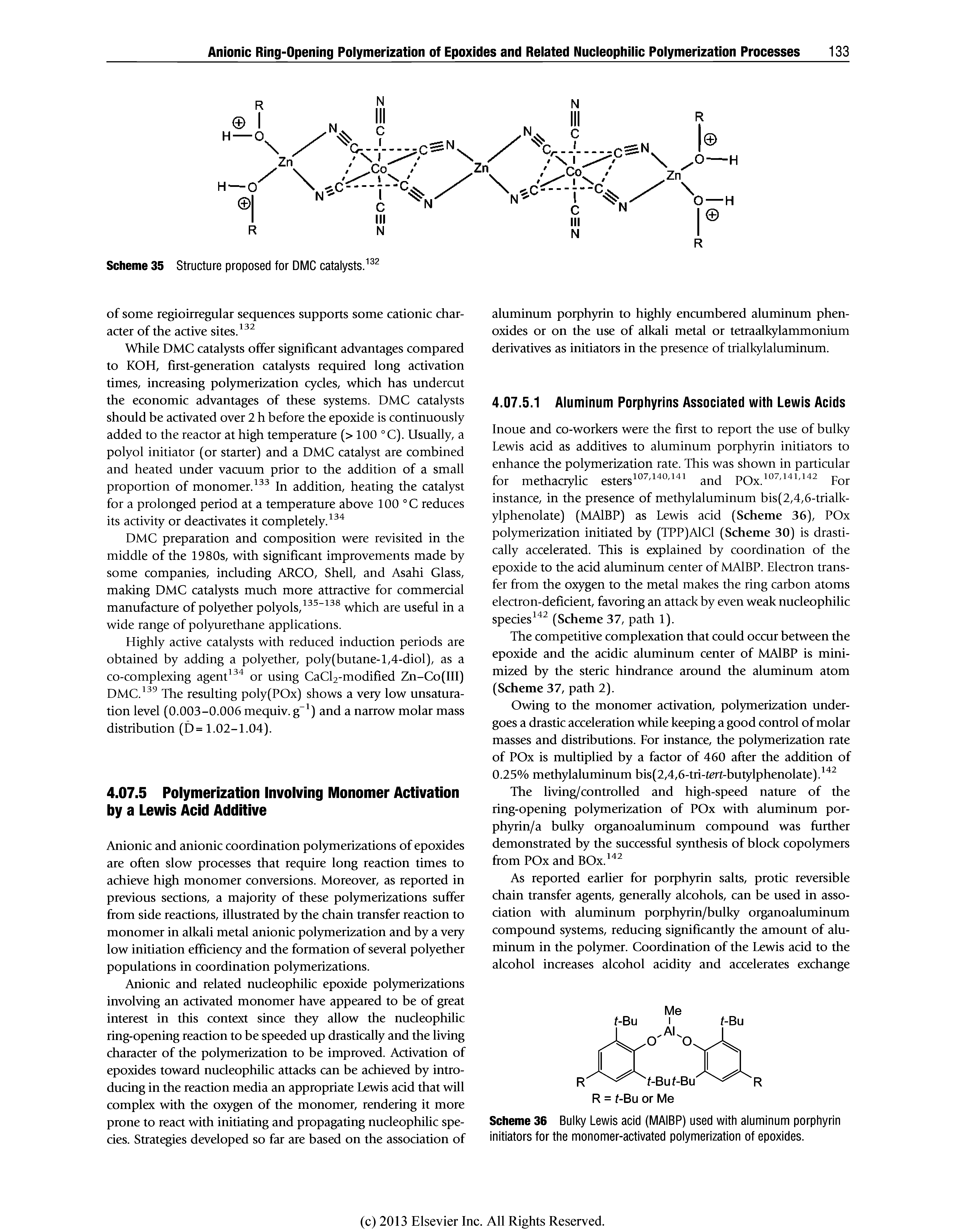 Scheme 36 Bulky Lewis acid (MAIBP) used with aluminum porphyrin initiators for the monomer-activated polymerization of epoxides.