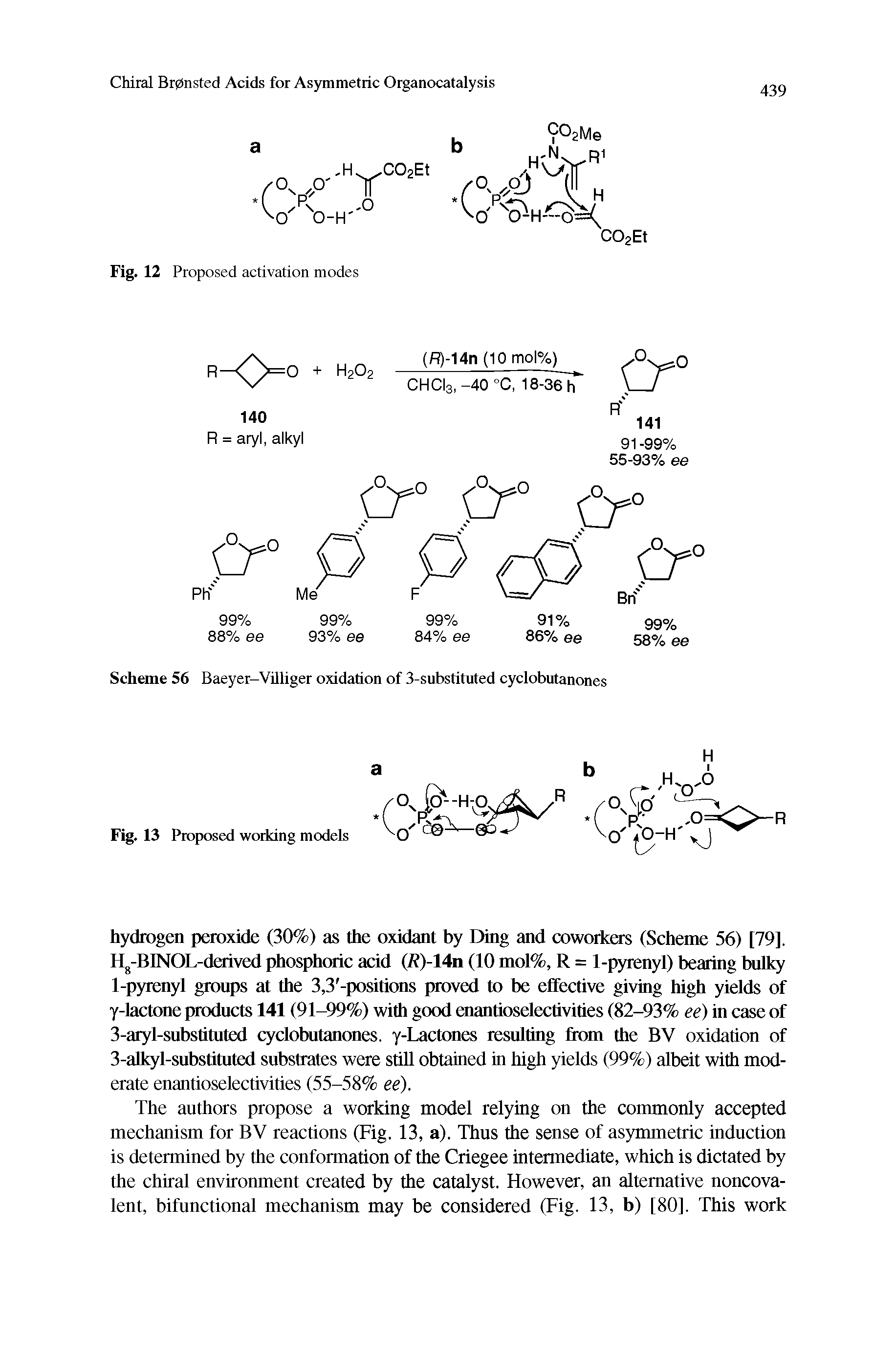 Scheme 56 Baeyer-Villiger oxidation of 3-substituted cyclobutanones...