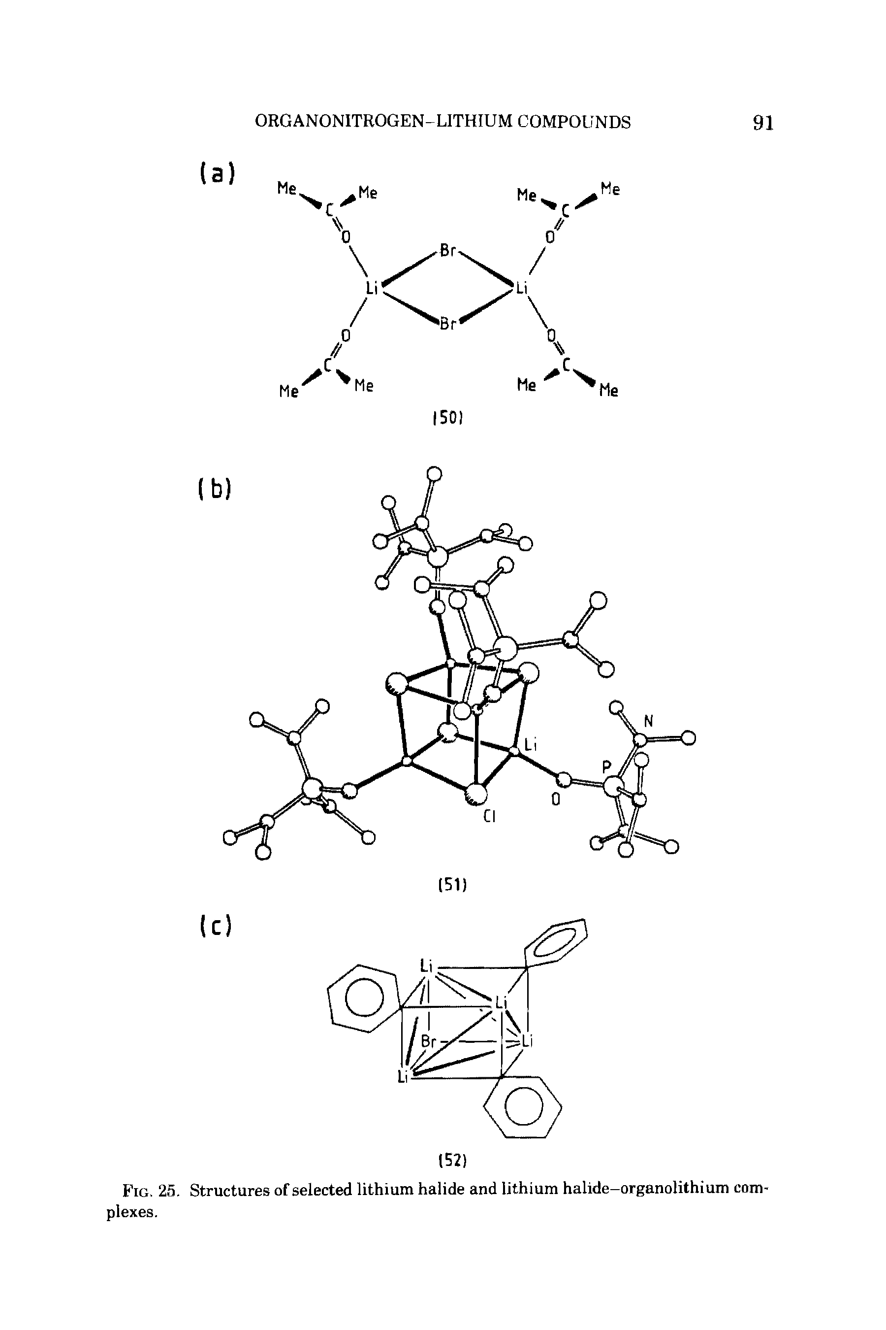 Fig. 25. Structures of selected lithium halide and lithium halide-organolithium complexes.