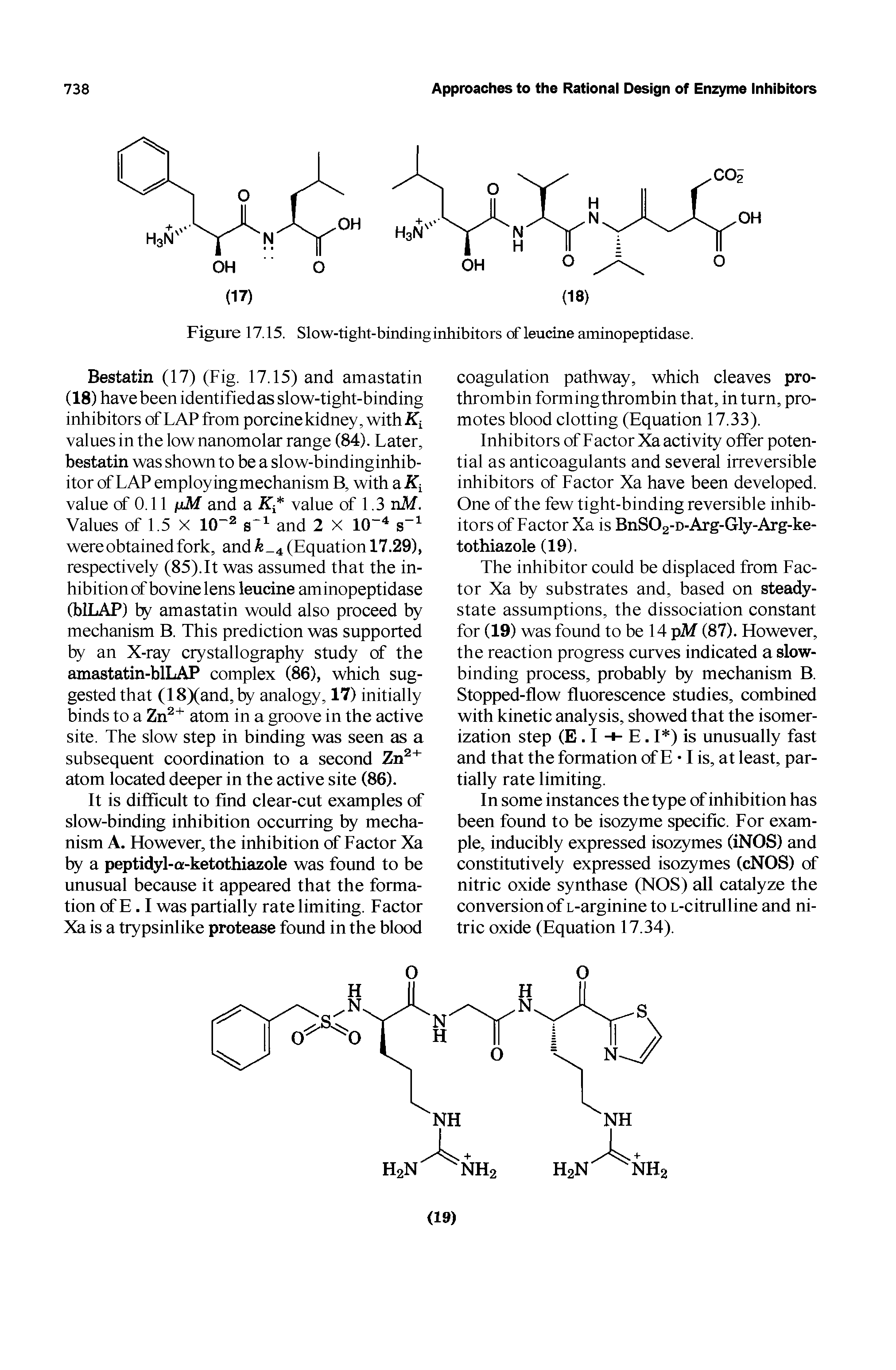 Figure 17.15. Slow-tight-binding inhibitors of leucine aminopeptidase.