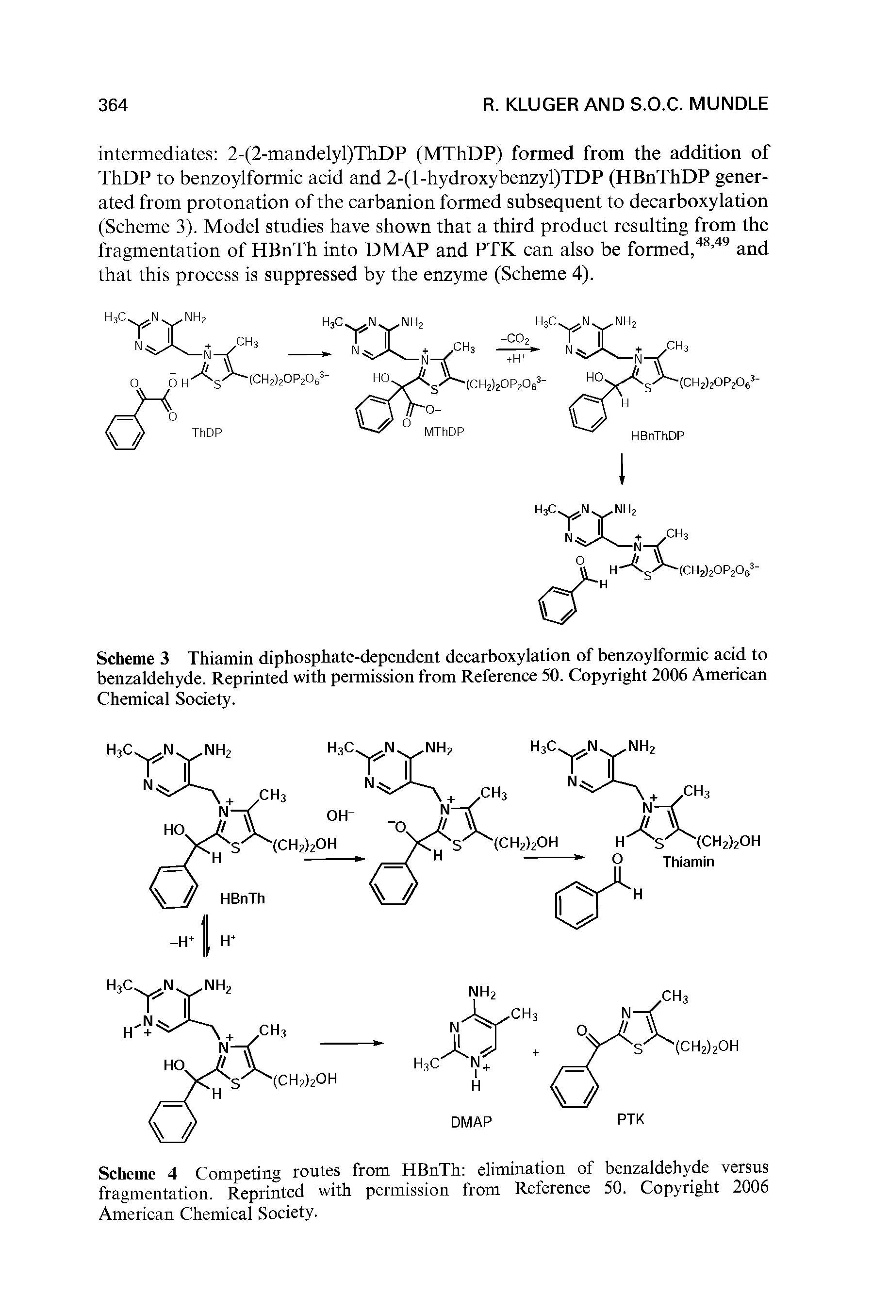 Scheme 3 Thiamin diphosphate-dependent decarboxylation of benzoylfonnic acid to benzaldehyde. Reprinted with permission from Reference 50. Copyright 2006 American Chemical Society.