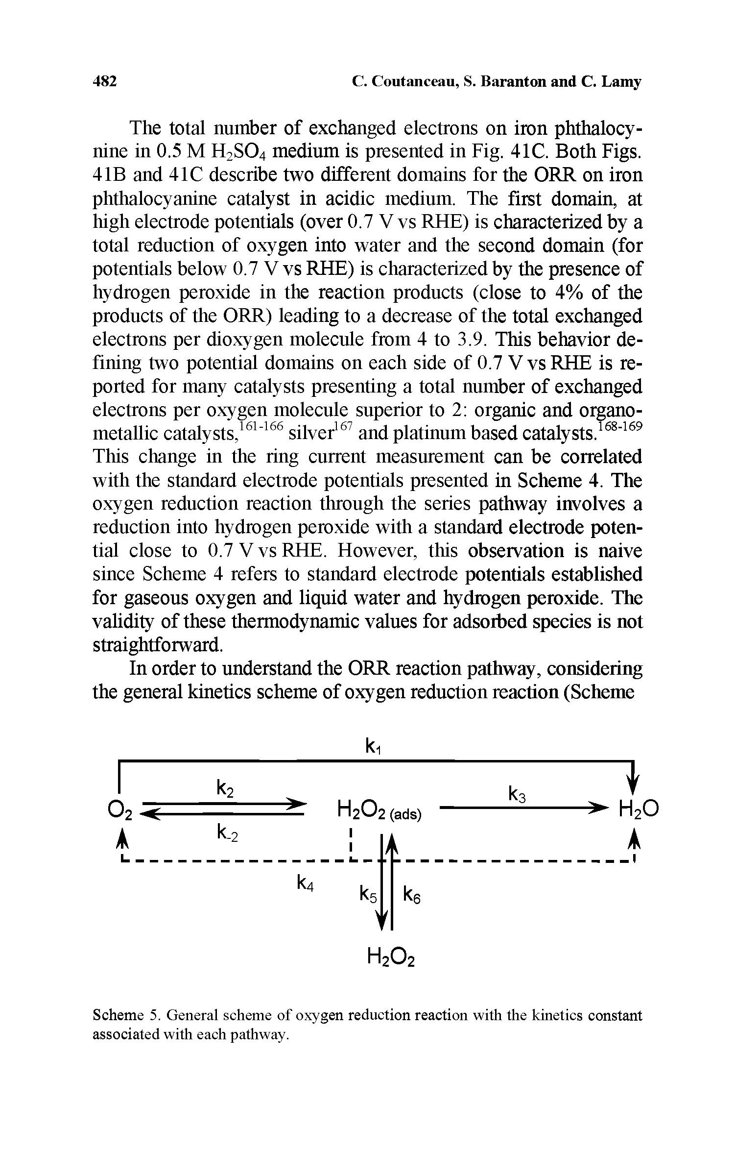 Scheme 5. General scheme of oxygen reduction reaction with the kinetics constant associated with each pathway.